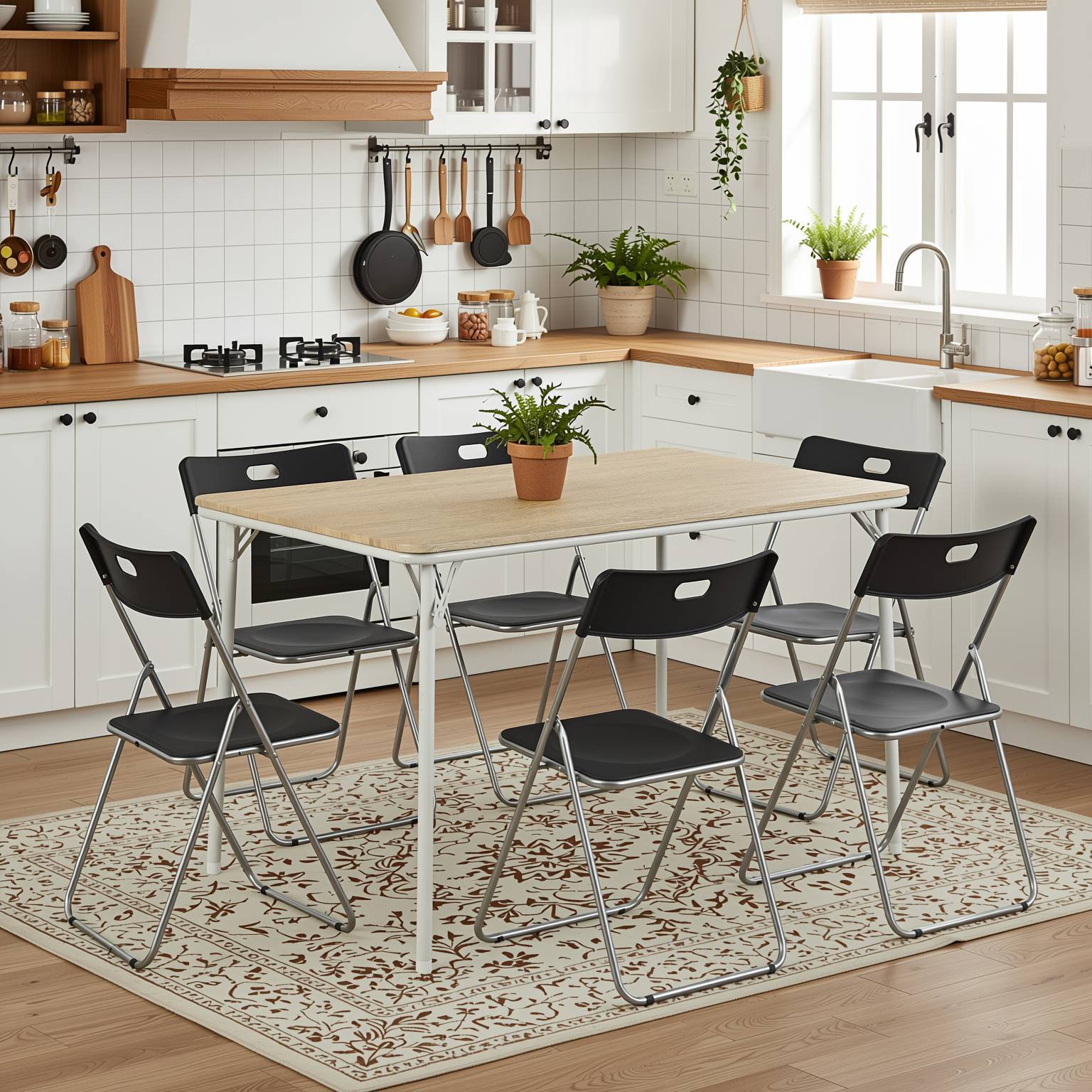Homy Casa FERN 109 WH Beech Table 42.9" Dining Table for Home and Workspace