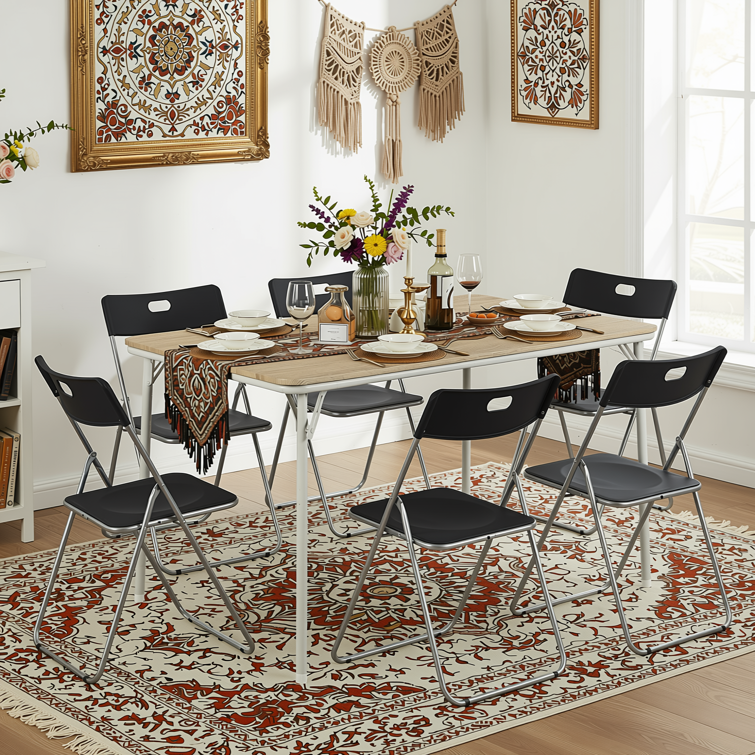 Homy Casa FERN 109 WH Beech Table 42.9" Dining Table for Home and Workspace