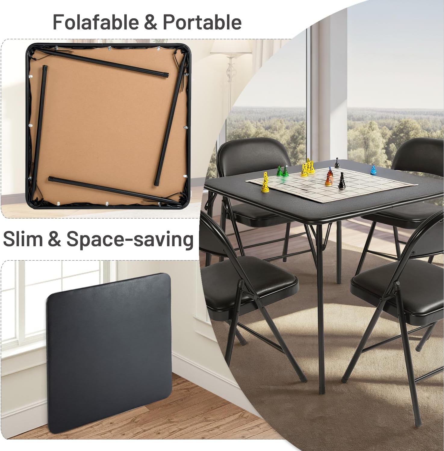 Homy Casa Fern 33.7” Space-Saving Folding Table for Dining and Work