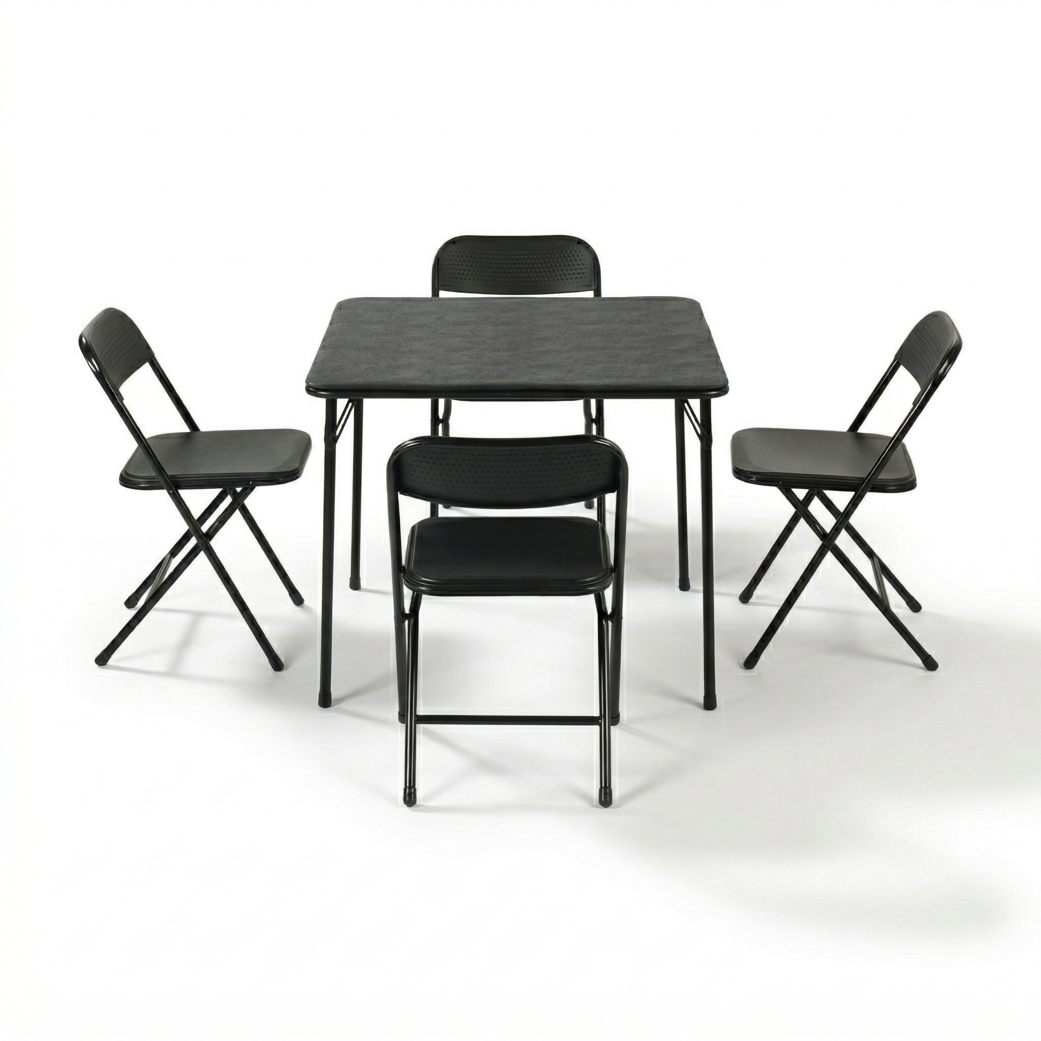 Homy Casa Fern 5PC Black Folding Dining Set 33.9" Folding Table with 4 Nola Folding Chairs Space Saving Stackable Design