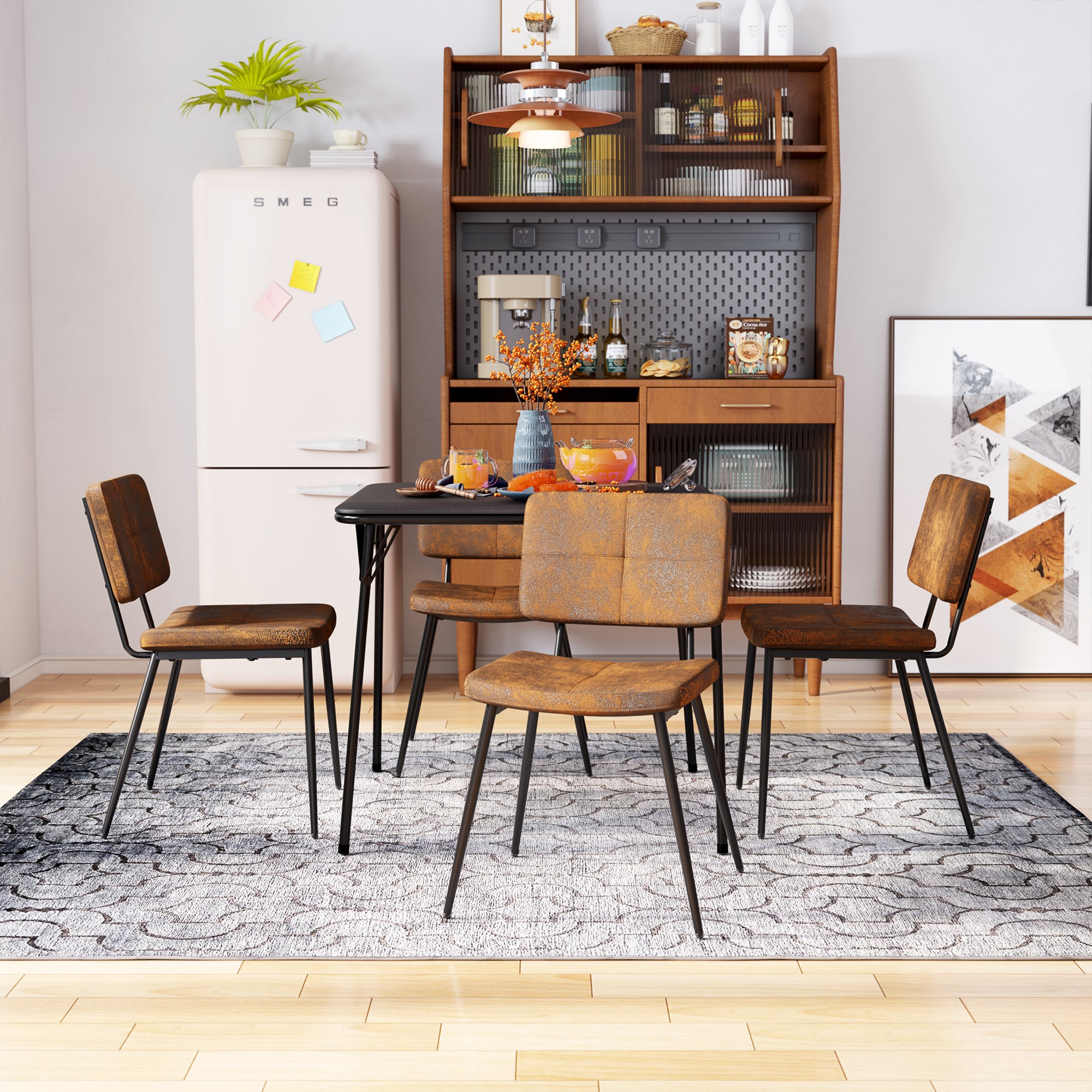 Homy Casa POMONA KD Suede 4PK 23.43" L x 17.72" W x 32.28" H Dining Chair Set for Kitchen and Dining Room