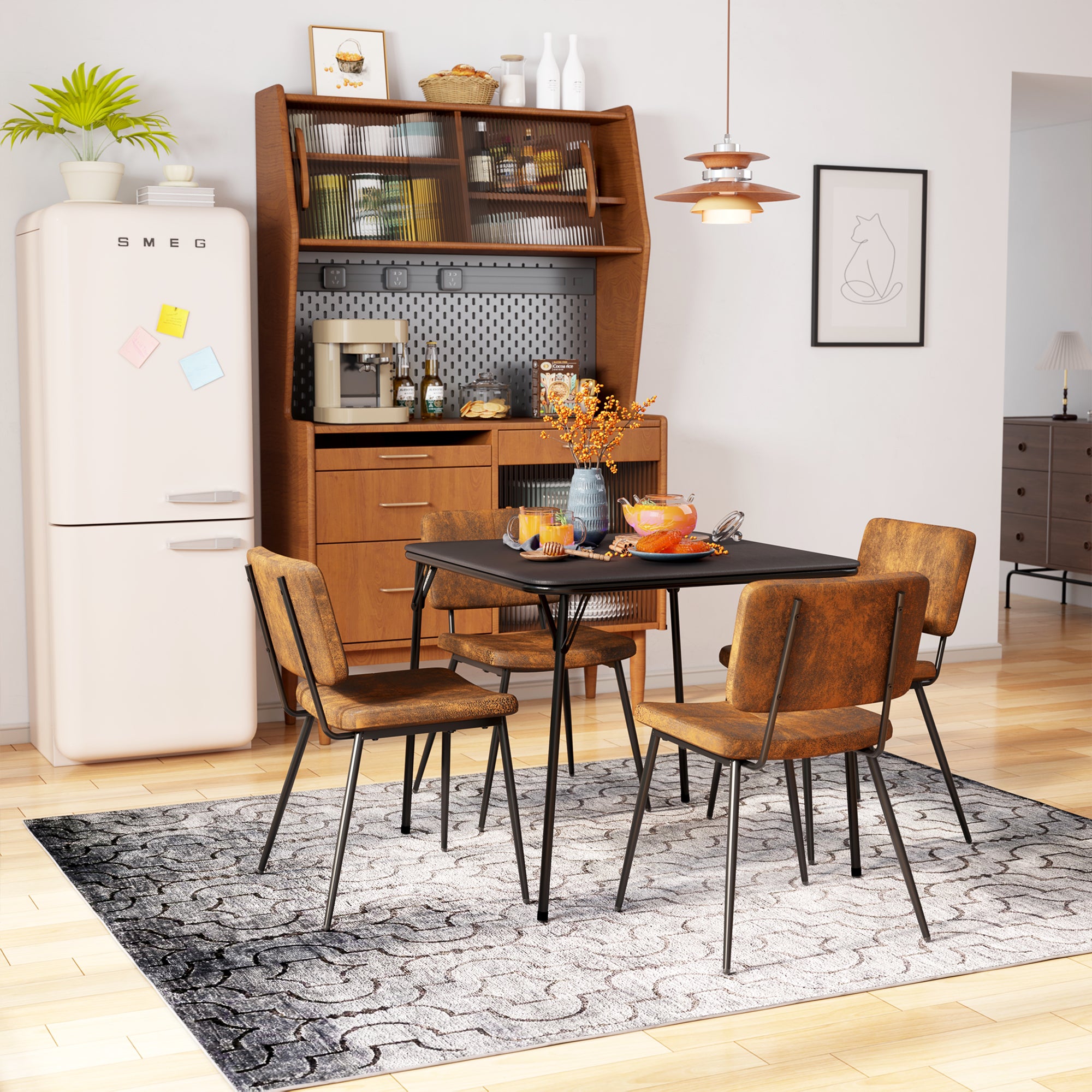 Homy Casa POMONA KD Suede 4PK 23.43" L x 17.72" W x 32.28" H Dining Chair Set for Kitchen and Dining Room