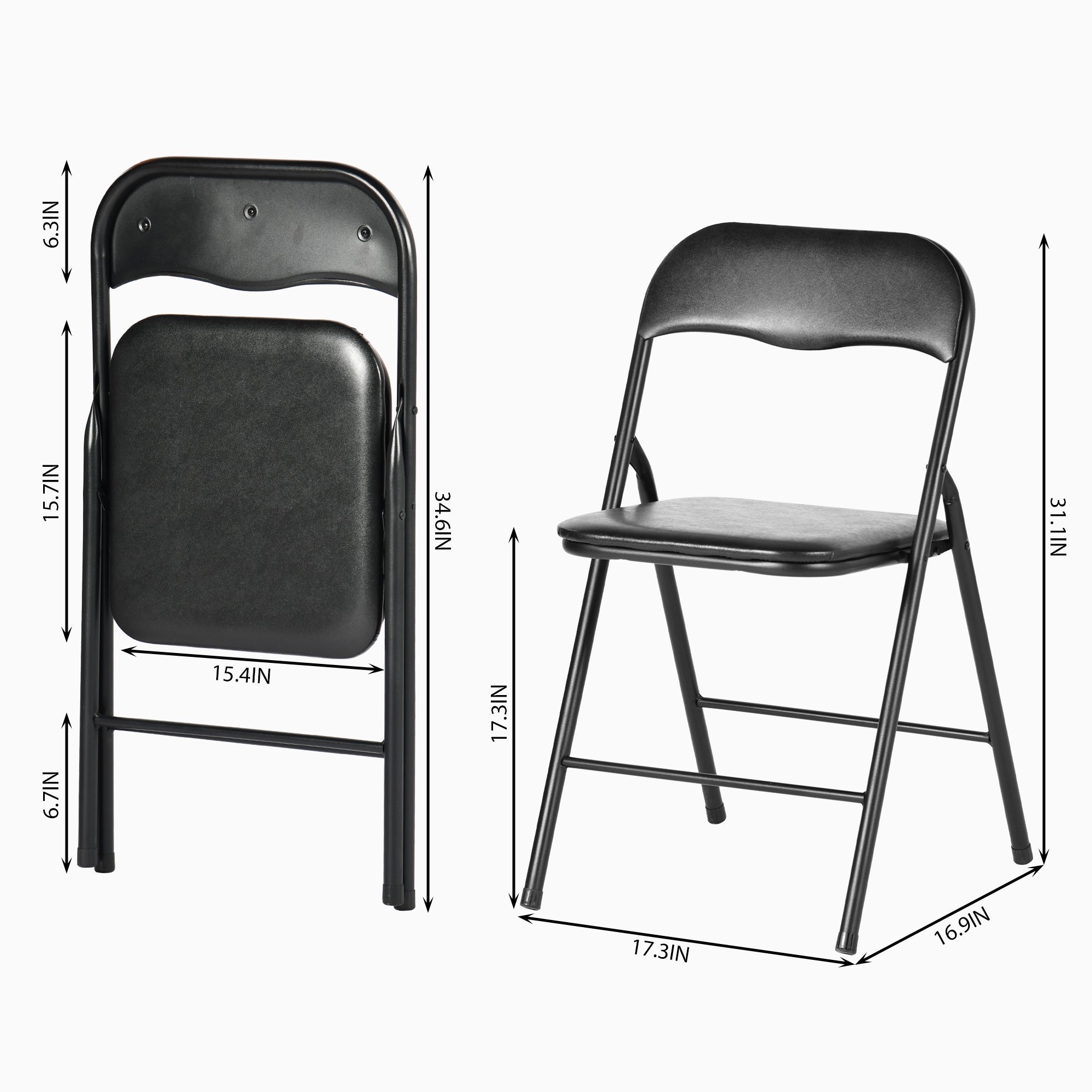 Homy Casa Fern 3-Piece Modern Folding Dining Set,Black,Open Box