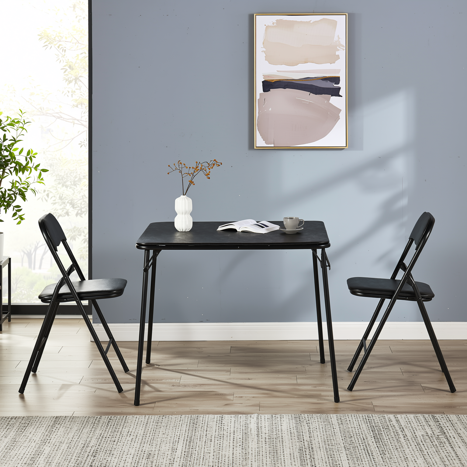 Fern 34" Card Table Set Folding Chairs Bridge Dining Set 3PC 5PC