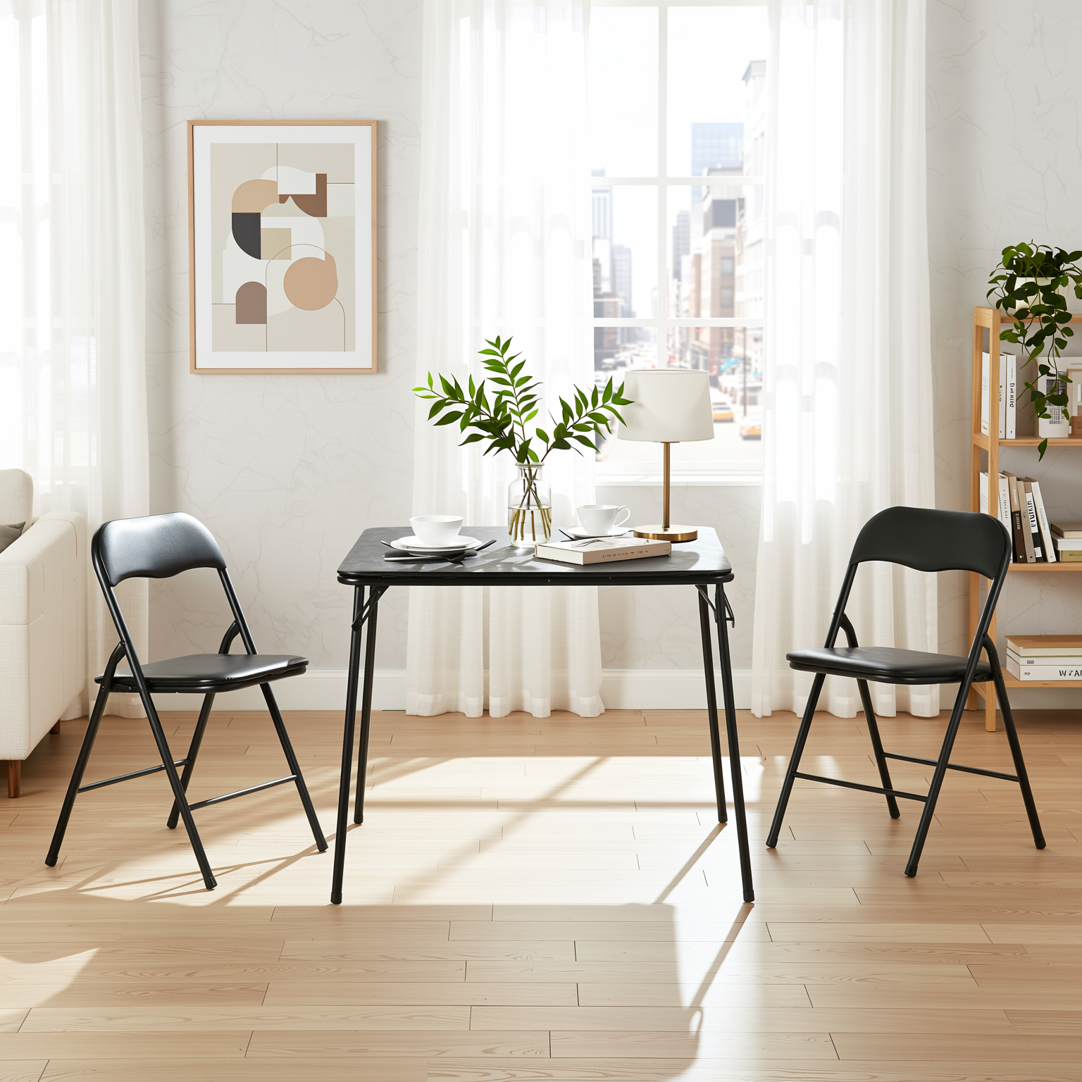 Fern 34" Card Table Set Folding Chairs Bridge Dining Set 3PC 5PC