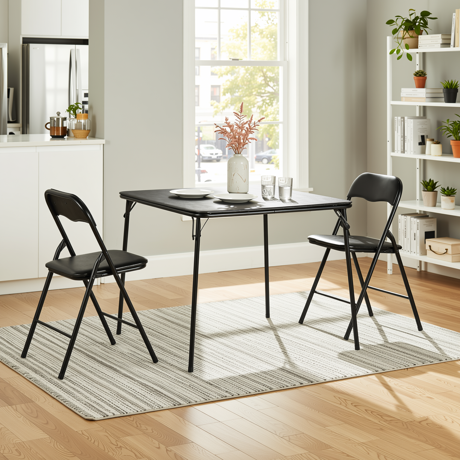 Fern 34" Card Table Set Folding Chairs Bridge Dining Set 3PC 5PC
