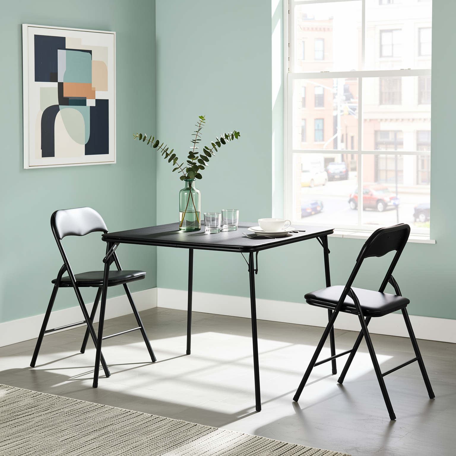 Fern 34" Card Table Set Folding Chairs Bridge Dining Set 3PC 5PC