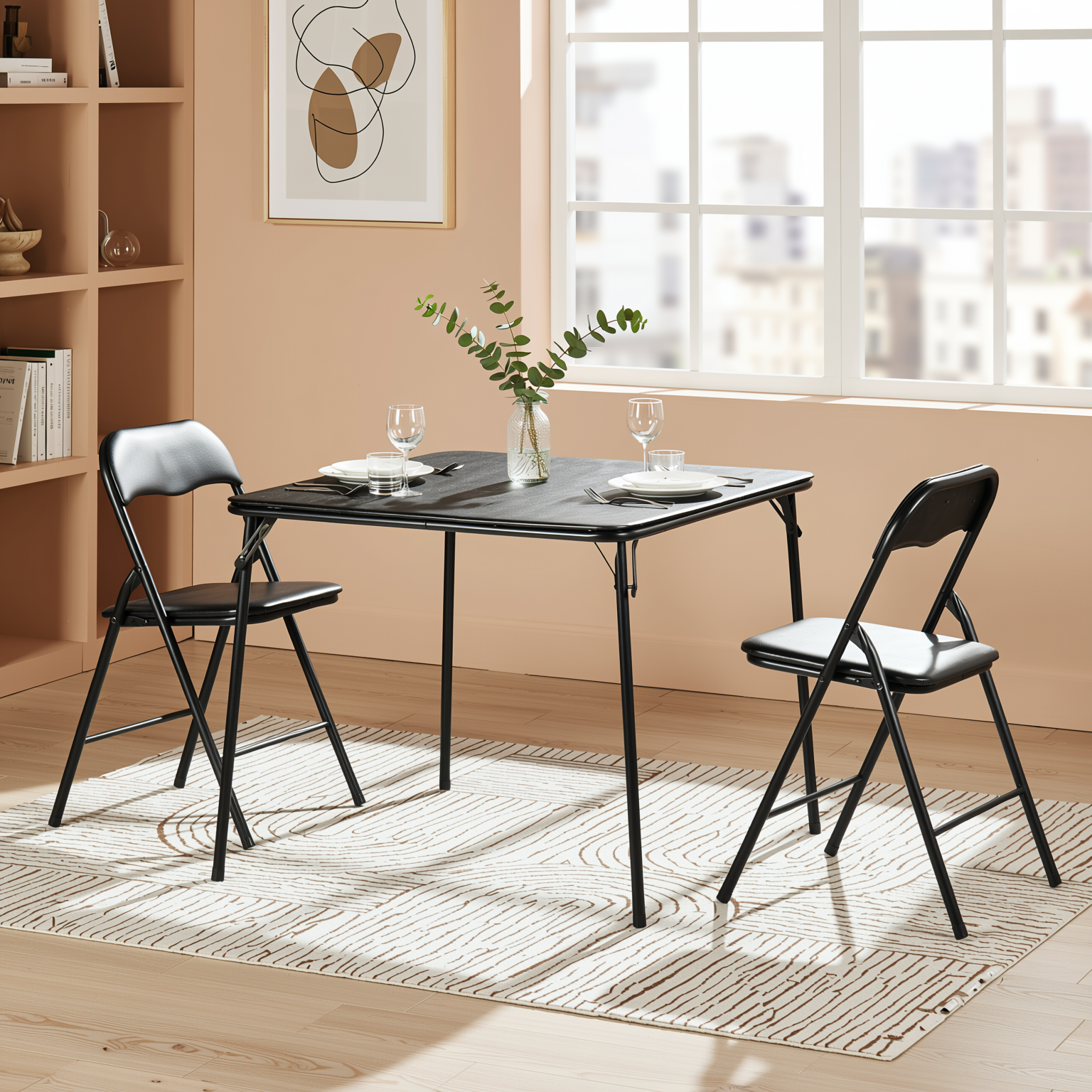 Fern 34" Card Table Set Folding Chairs Bridge Dining Set 3PC 5PC