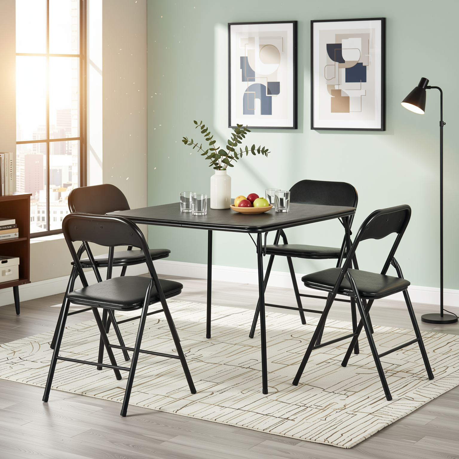 Fern 34" Card Table Set Folding Chairs Bridge Dining Set 3PC 5PC