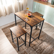 Feynman Rustic Industrial Counter dining Set with Bar Stools, Perfect for Kitchen and Entertaining-HOMY CASA