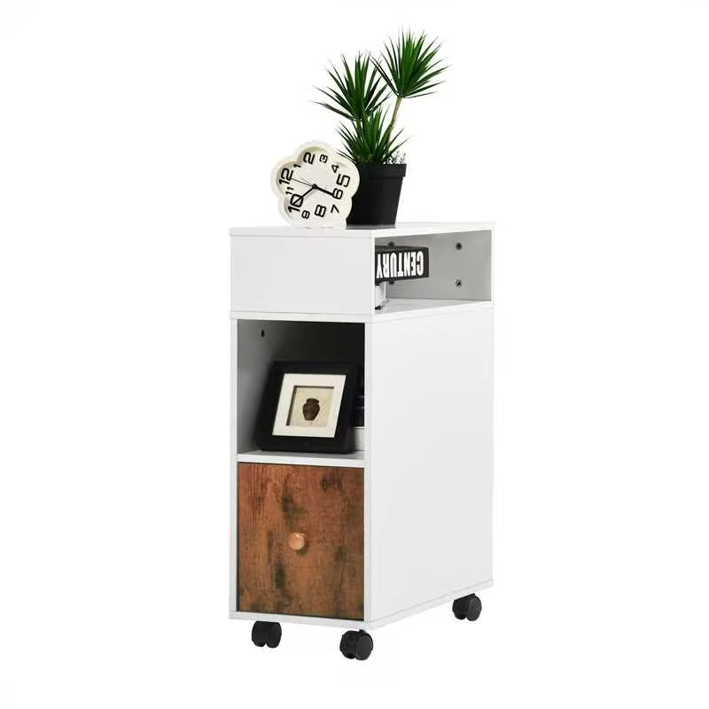 Homy Casa FIORA N 19.7" x 9.8" x 27.6" Rolling Storage Table for Home and Office