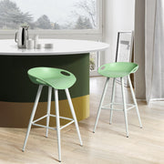 Fiyan Modern Metal Leg Barstool with Plastic seat Set of 2