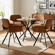 Homy Casa Fontana Walnut Dining Table Set with 4 California Chairs, Suede Brown Set of 5