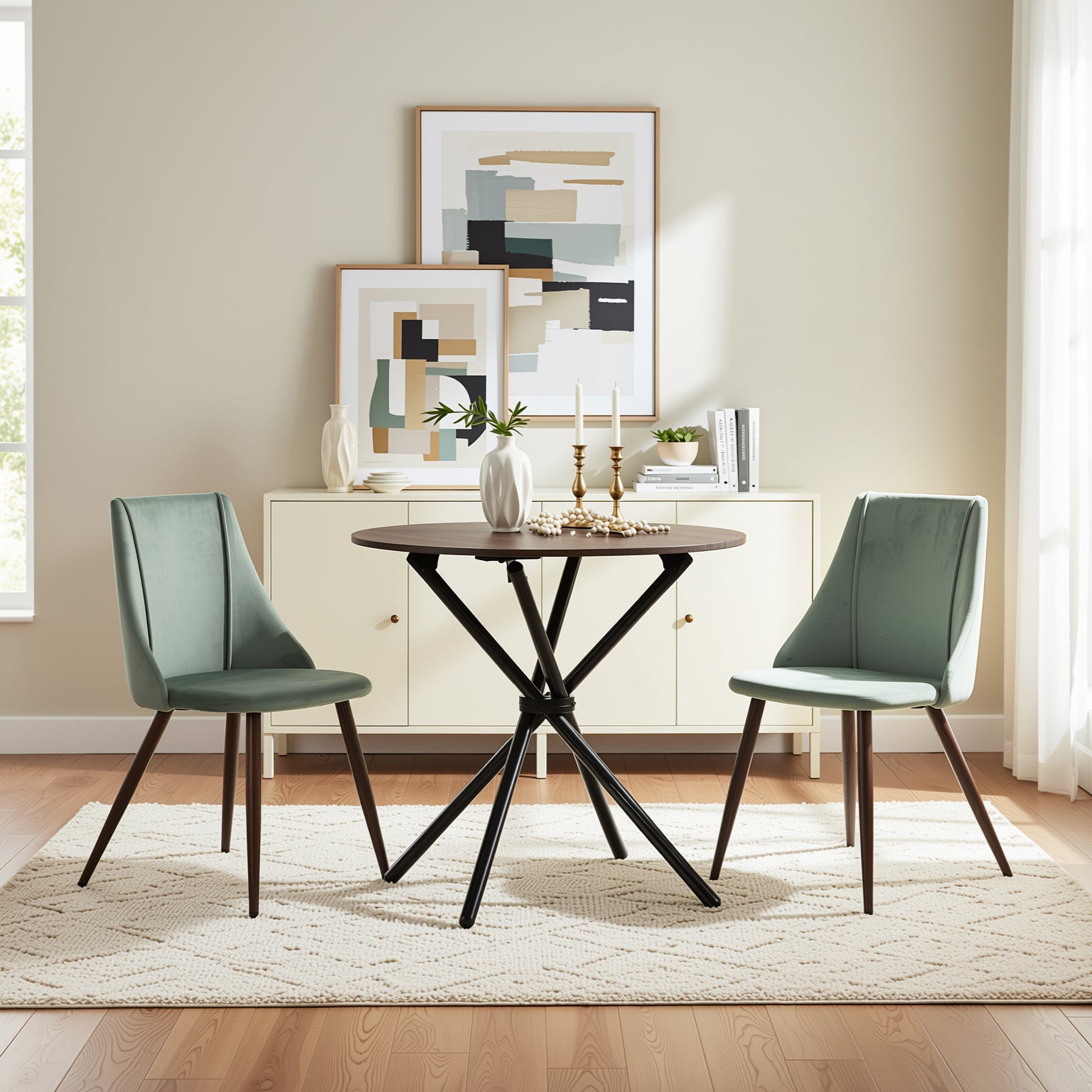 Smeg Soft High Back Upholstered Dining Chairs Set of 2 in Fabric or Velvet