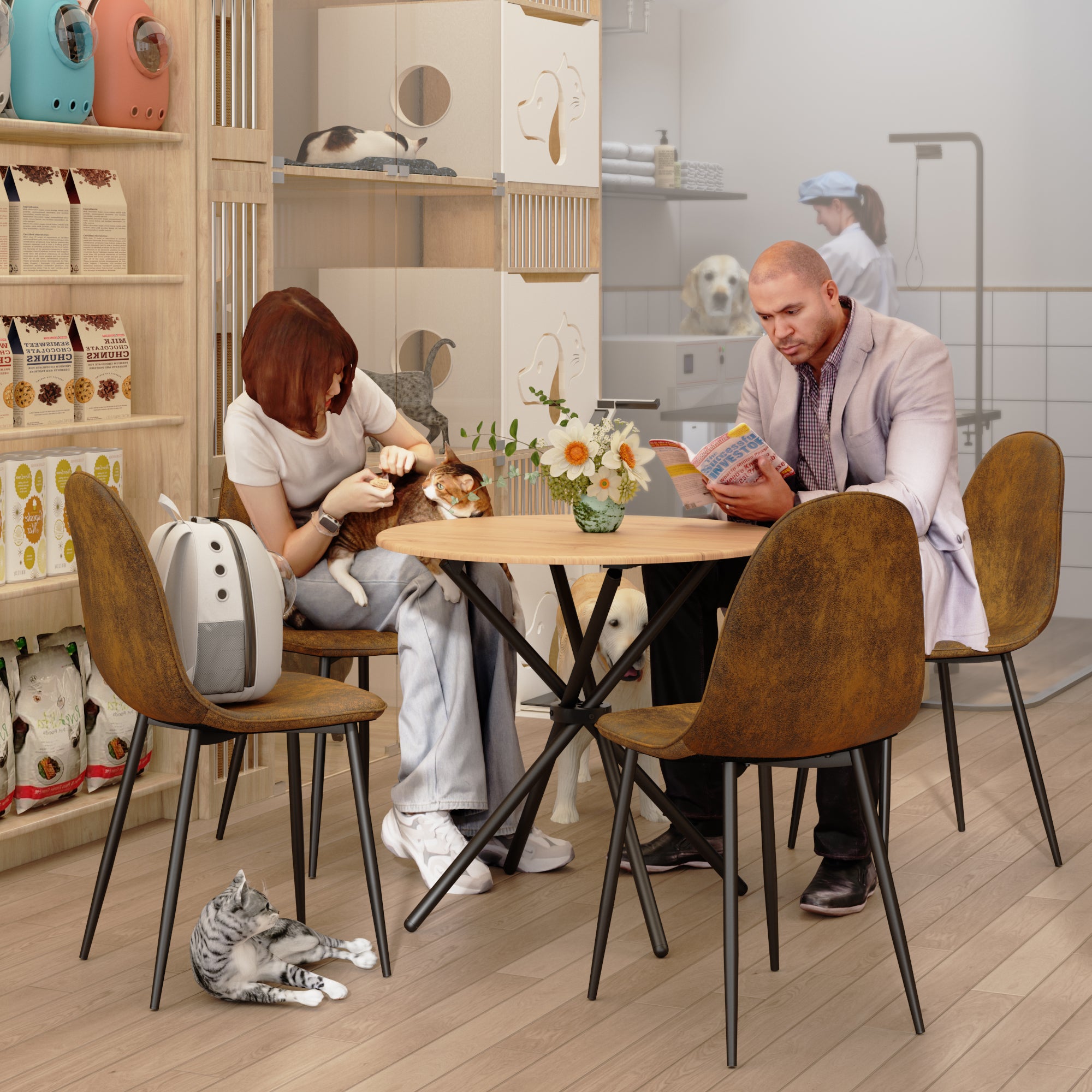 Fontana 5 Piece Oak & Charlton Upholstered Dining Set