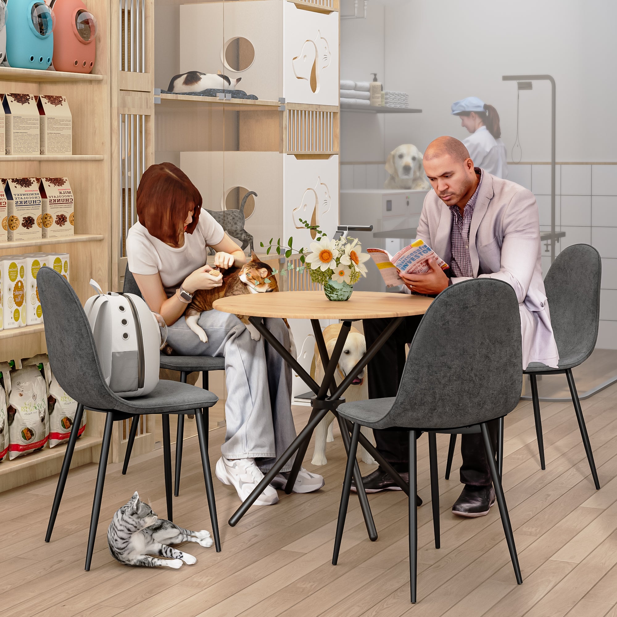 Fontana 5 Piece Oak & Charlton Upholstered Dining Set