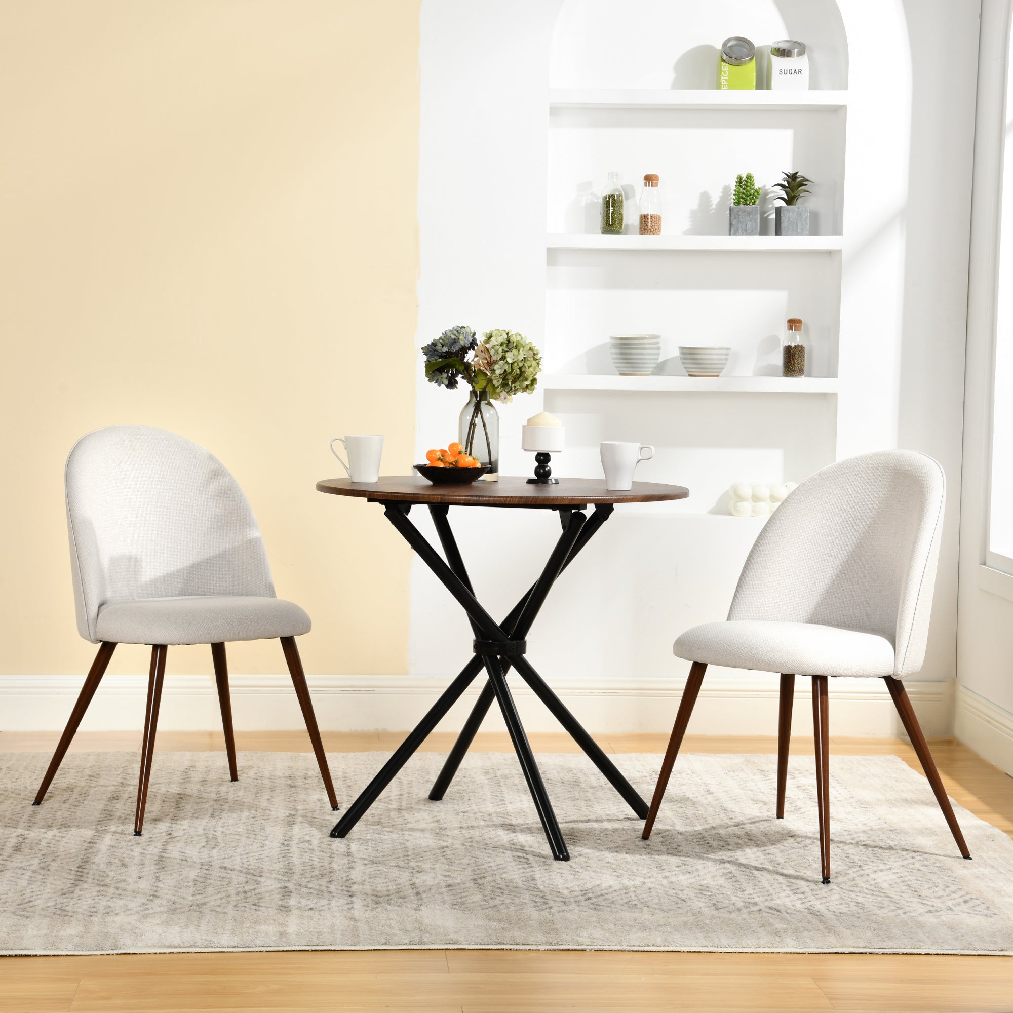 Fontana 3 Piece Expresso Brown & Haven Upholstered Dining Set