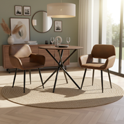 Fontana 3 Piece Brown Dining Table Set with 2 Mayfair Upholstered Chairs