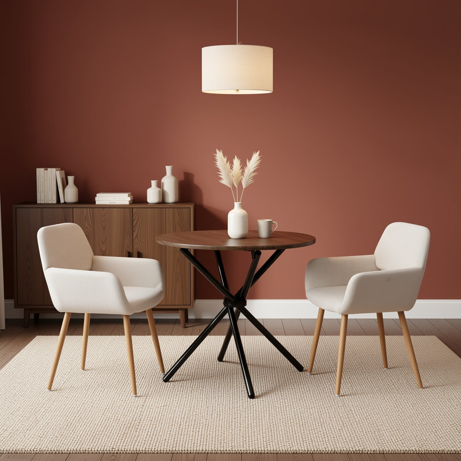 Homy Casa Fontana 3 Piece Dining Table Set with 2 Mayfair Upholstered Chairs, Beige