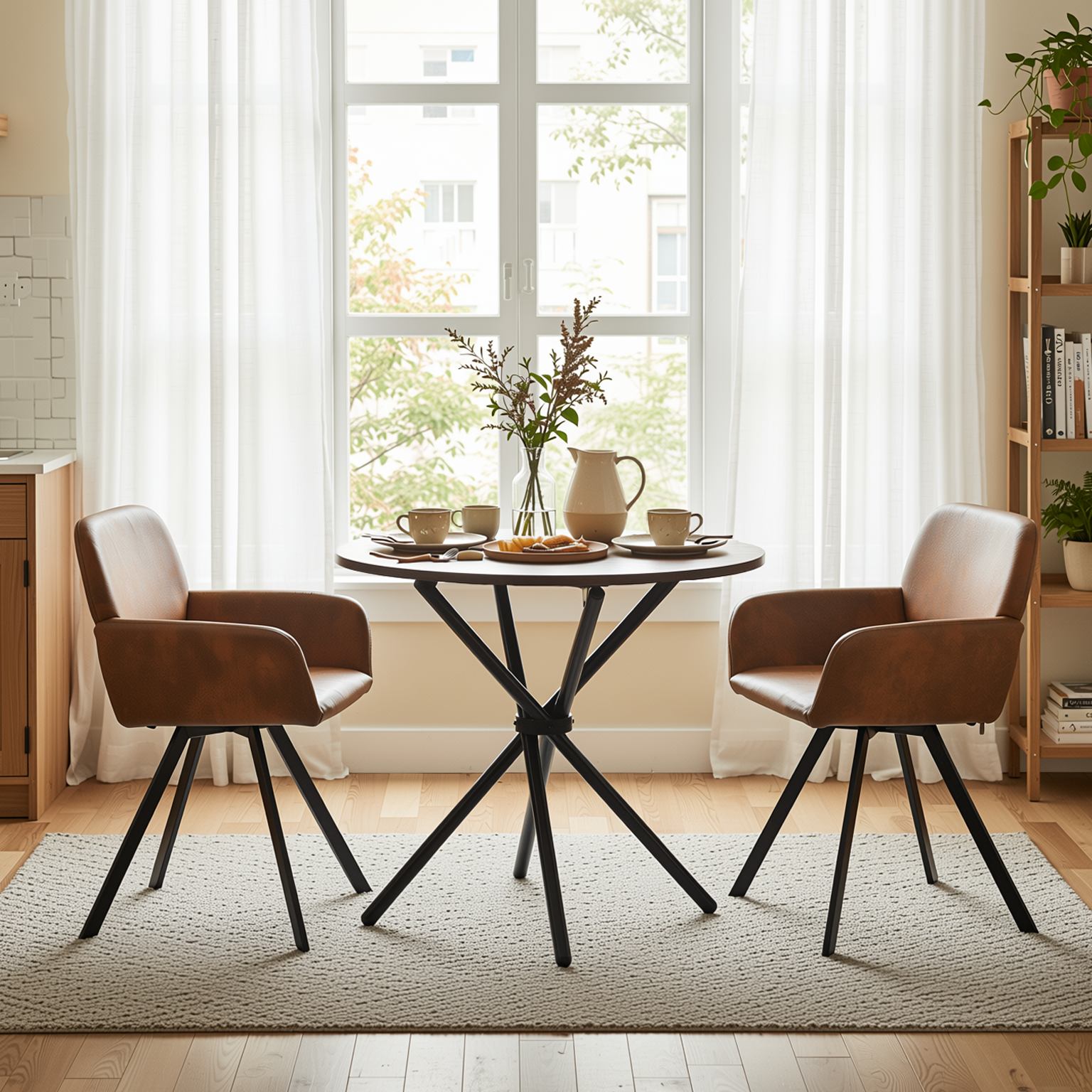 Homy Casa FONTANA DARK WALNUT 31.5" Round Dining Table for Home and Workspace