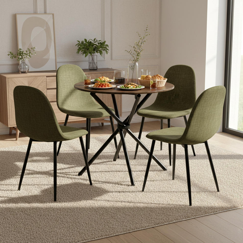 Open Box Homy Casa CHARLTON FABRIC LIME GREEN Dining Chair "17.32 x 20.87 x 33.86 in" Modern Seating for Kitchen & Dining Room