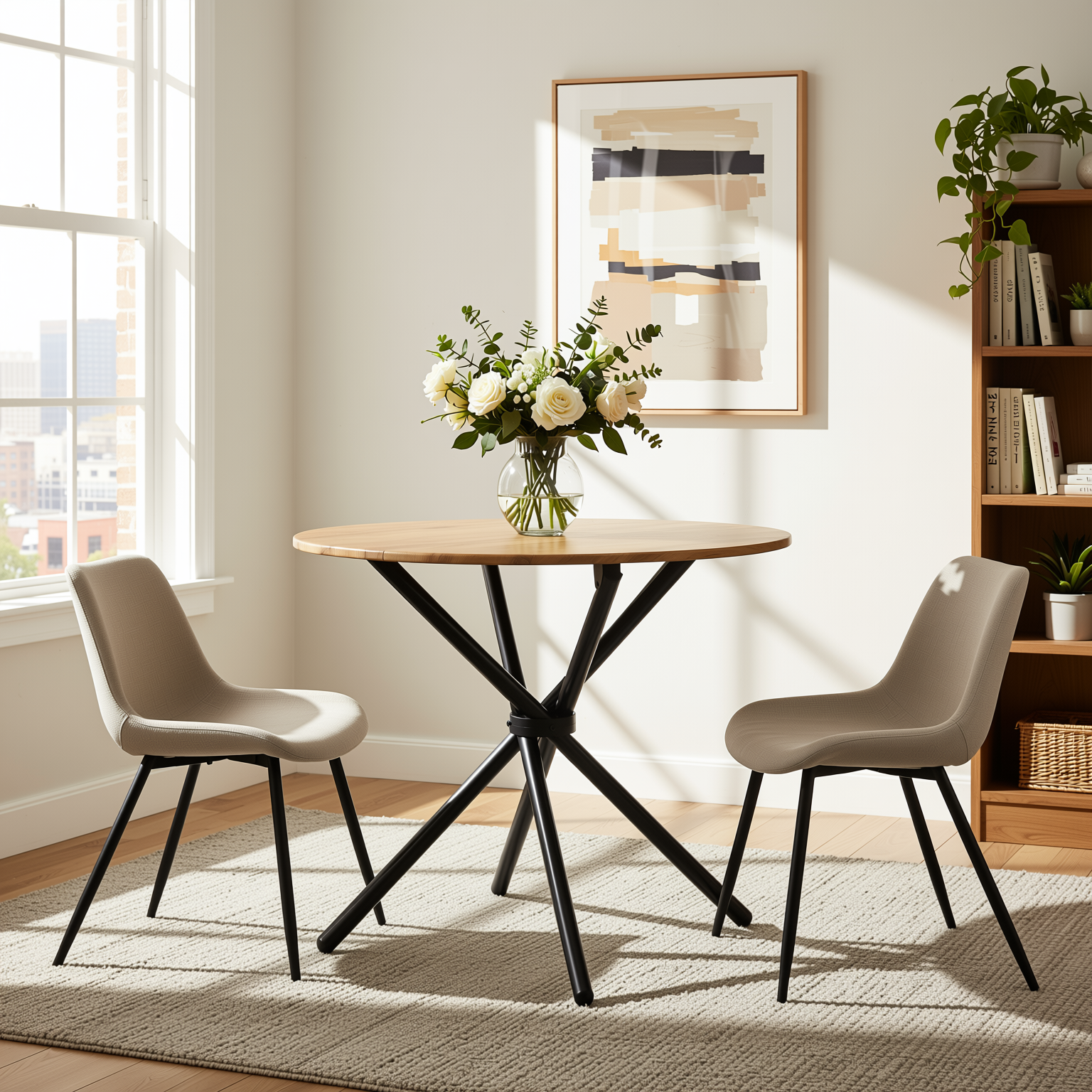Homy Casa FONTANA KD 80CM DARK 31.5" Round Dining Table for Home and Small Spaces