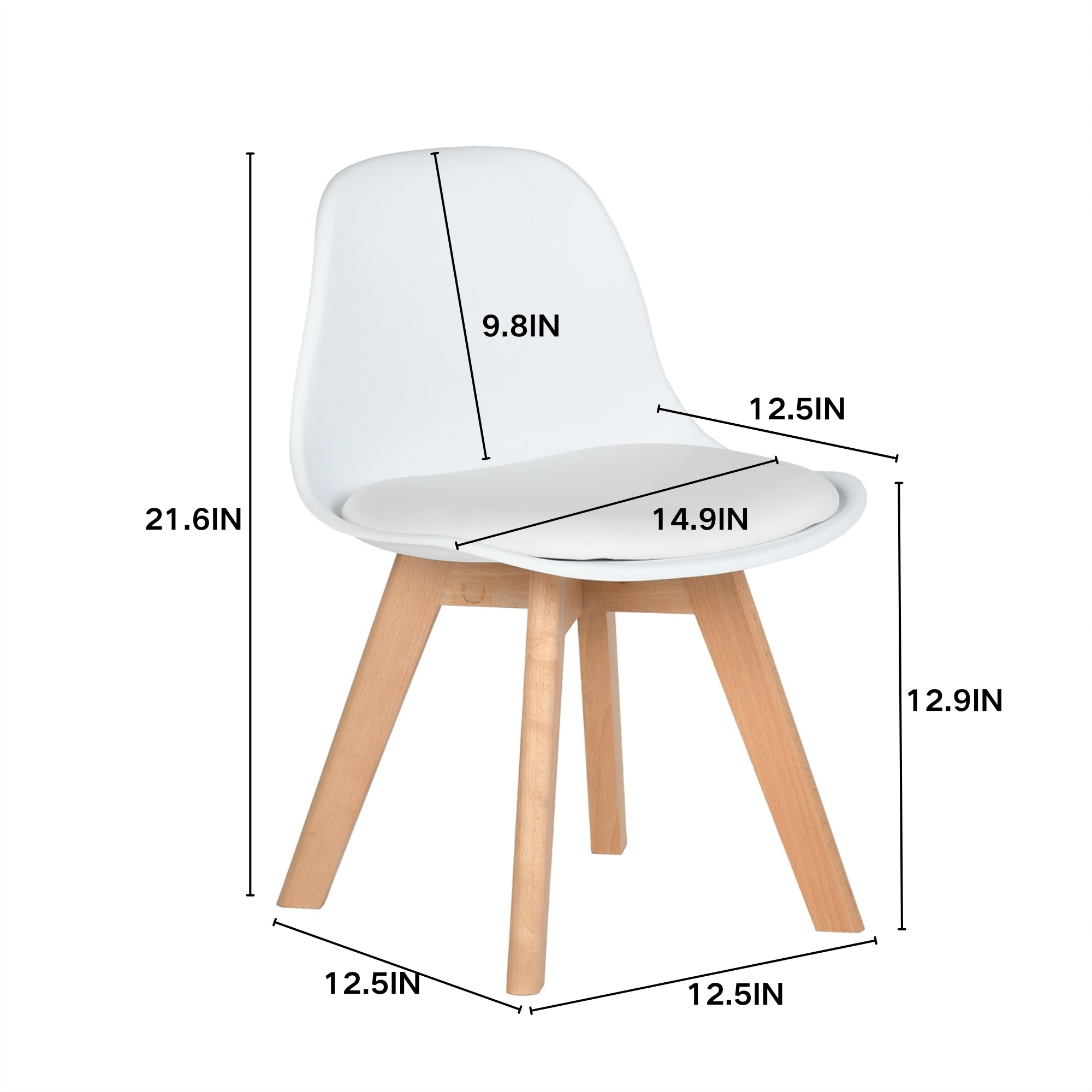 Homy Casa FRANKFURT WHITE D 4PCS "18.9'' x 22.05'' x 32.28''" Modern Dining Chair Set for Kitchen & Dining Room