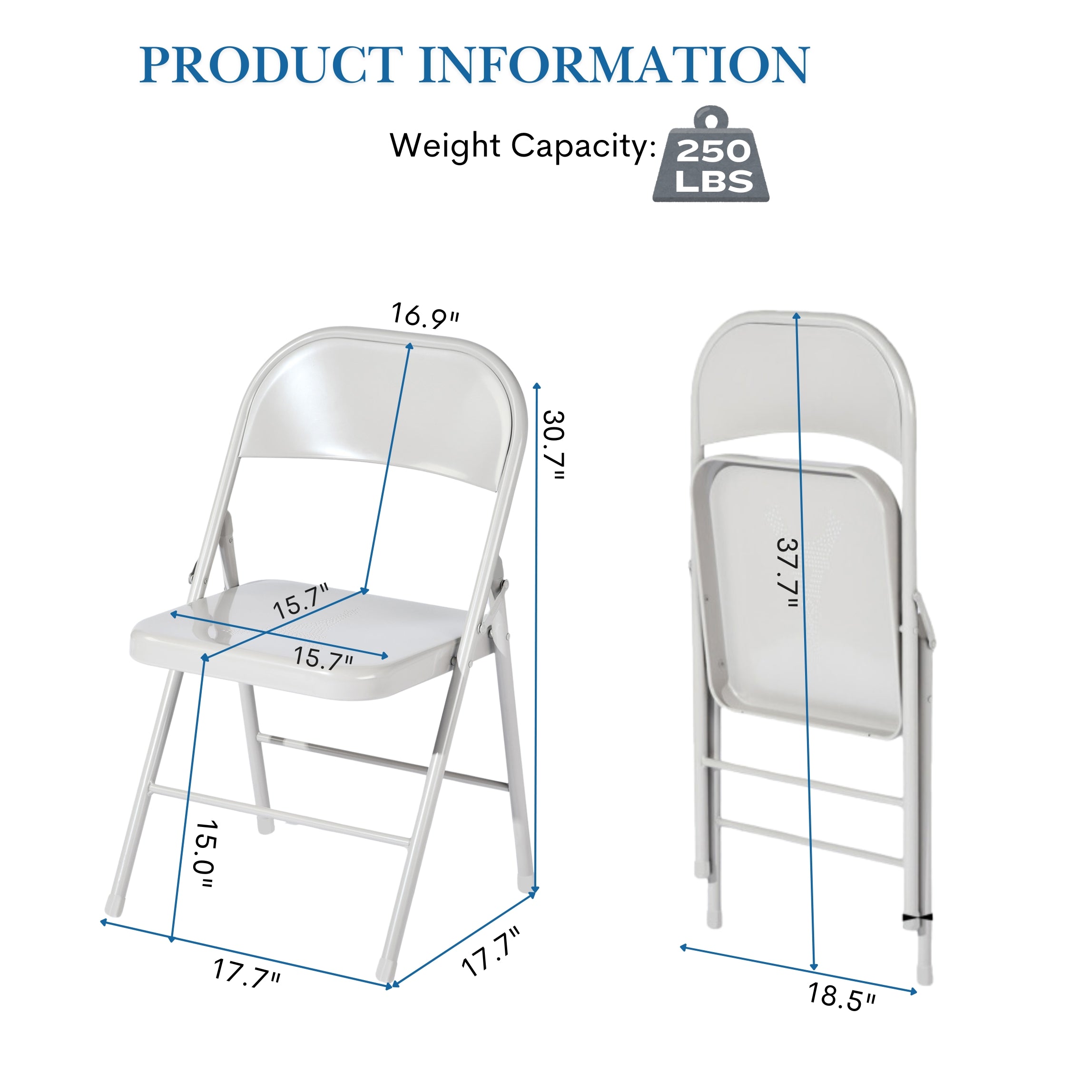 Homy Casa FRIEDA  4PC Folding Chair Set for Home and Workspace, Grey