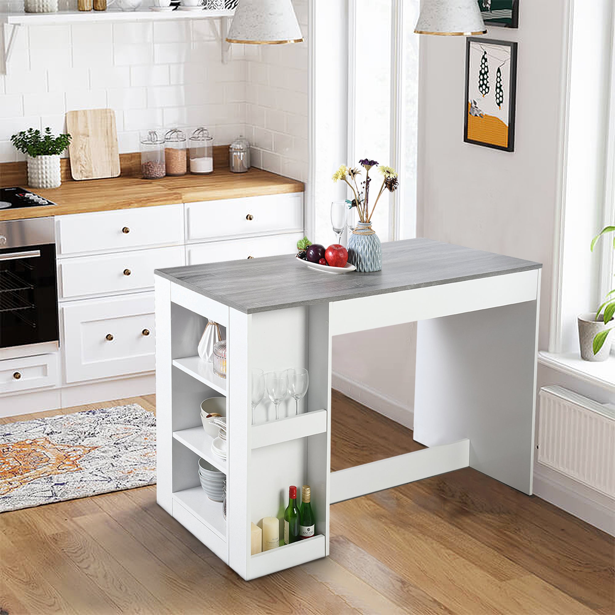 Homy Casa FROILLE 47.2" Modern Wood Bar Table for Home and Workspace Open Box