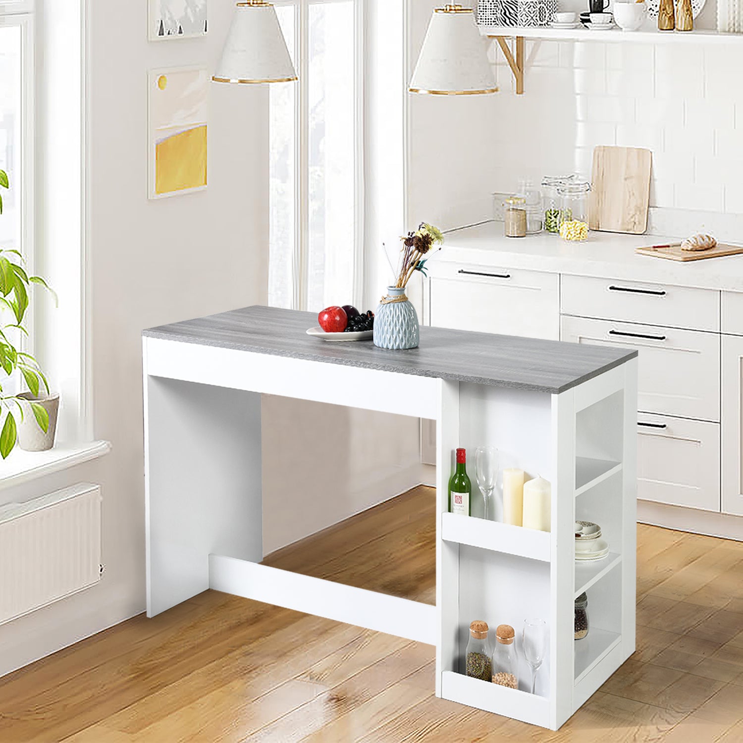 Homy Casa FROILLE 47.2" Modern Wood Bar Table for Home and Workspace Open Box