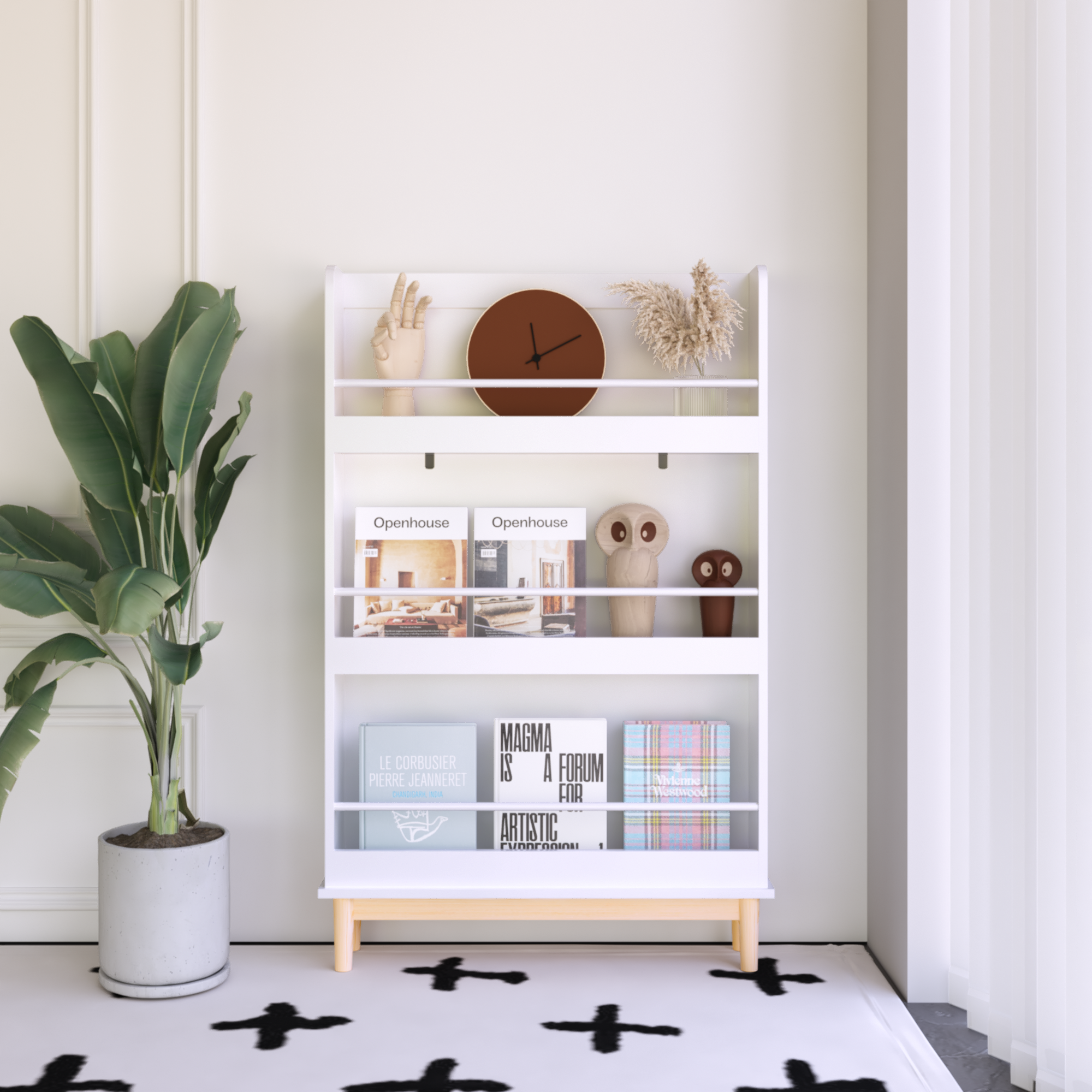 Fawn 46" Display Bookshelf with 3 Front-Facing Shelves