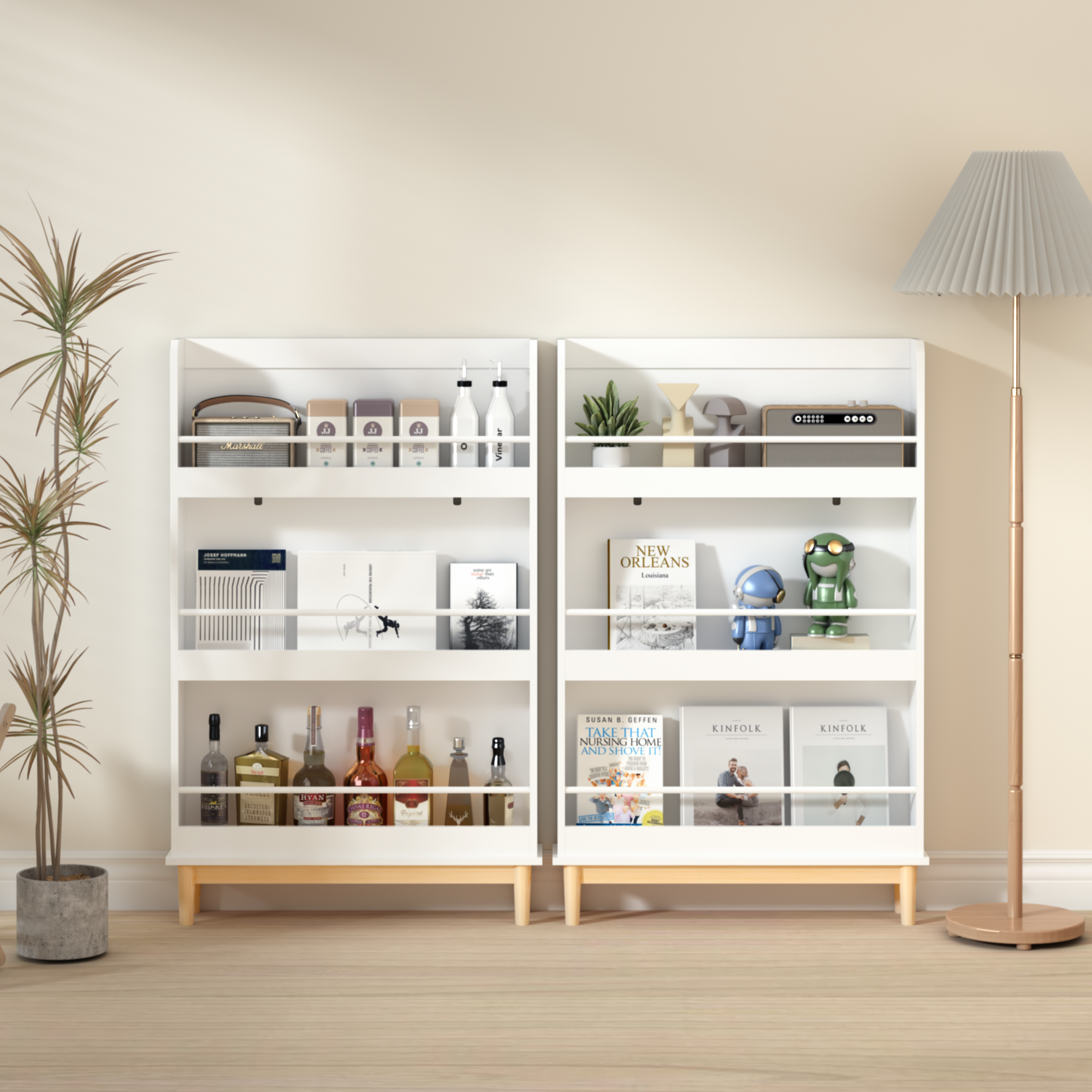 Fawn 46" Display Bookshelf with 3 Front-Facing Shelves