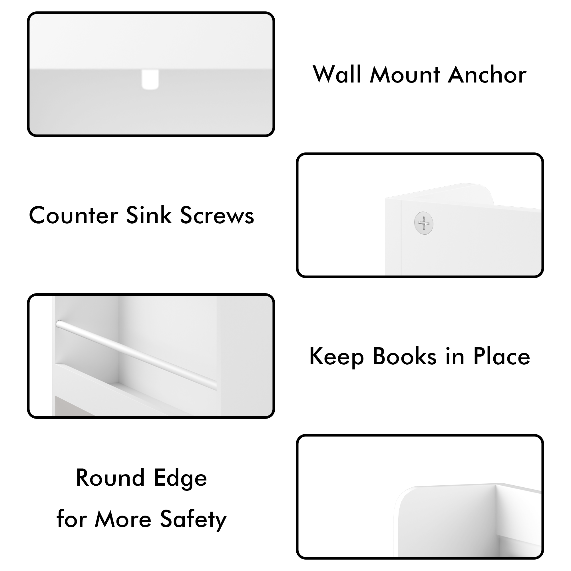 Fawn 46" Display Bookshelf with 3 Front-Facing Shelves