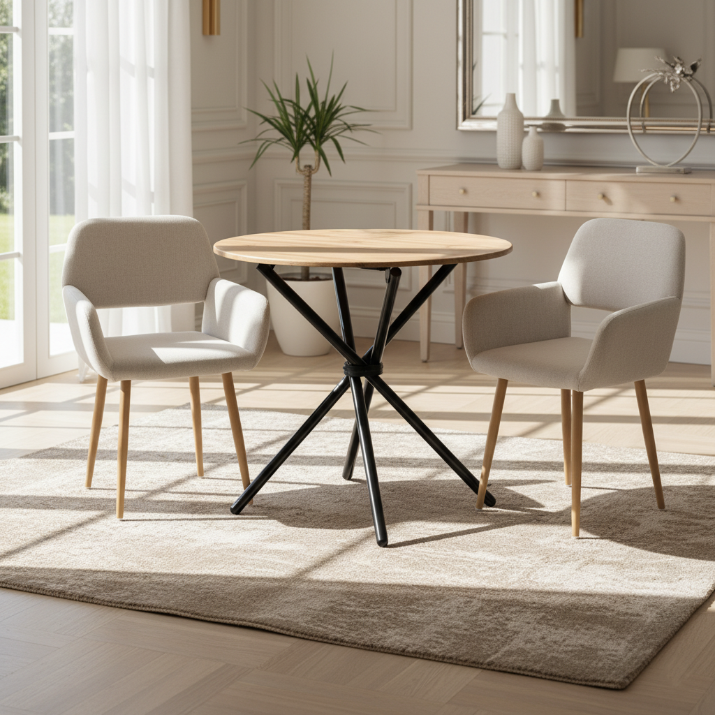 Fontana 3 Piece Oak Dining Table Set with 2 Mayfair Upholstered Chairs