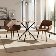 Fontana 3 Piece Oak Dining Table Set with 2 Mayfair Upholstered Chairs