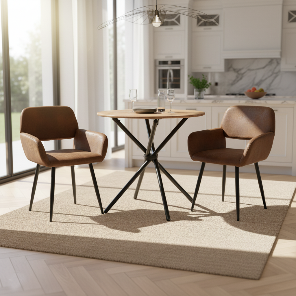 Fontana 3 Piece Oak Dining Table Set with 2 Mayfair Upholstered Chairs