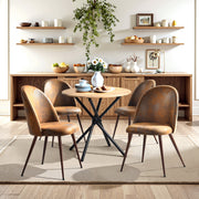 Fontana 5 Piece Walnut Dining Table Set with 4 Haven Upholstered Chairs, Suede Brown
