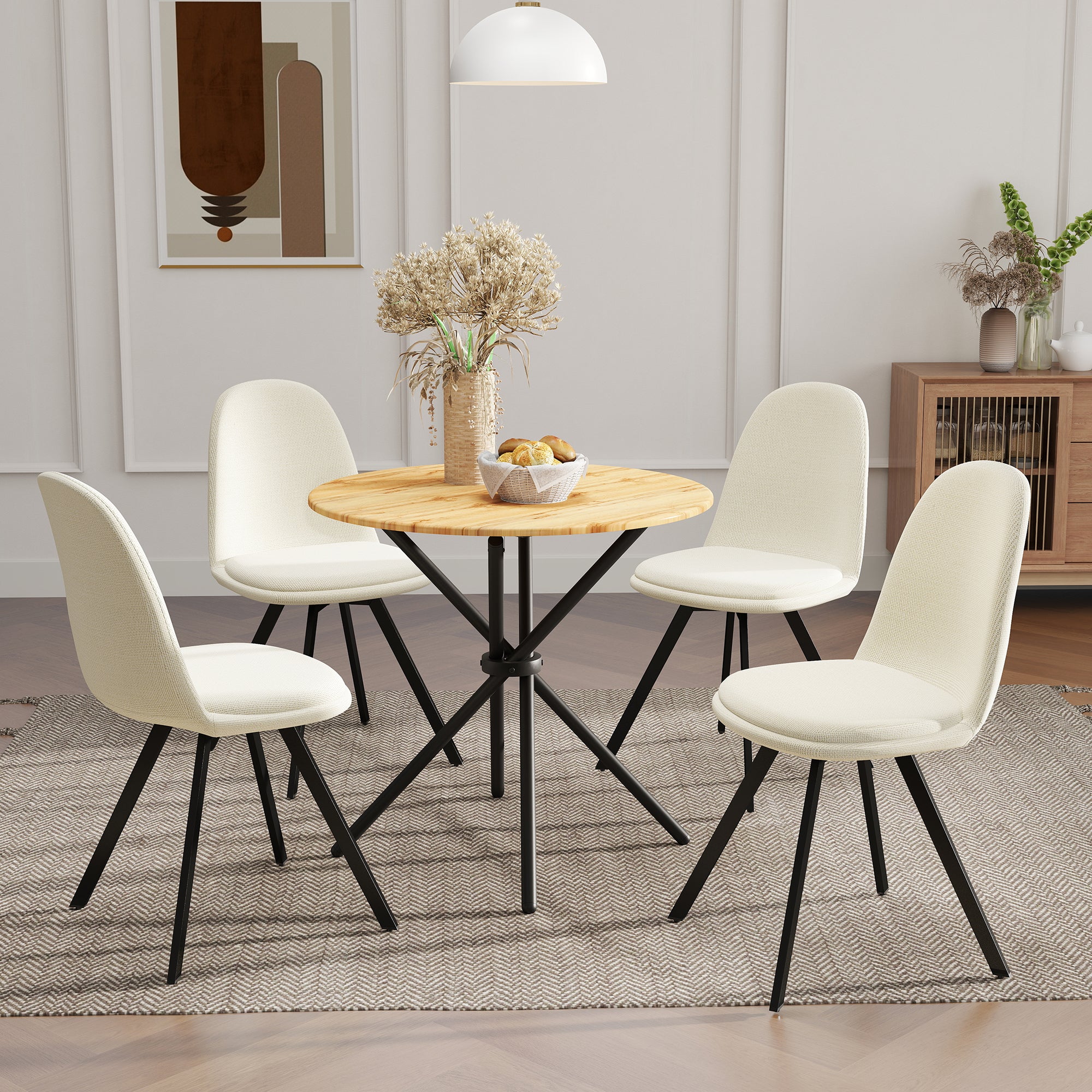 Homy Casa Sunflower Swivel Dining Chairs Set of 4, Modern & Ergonomic, Beige