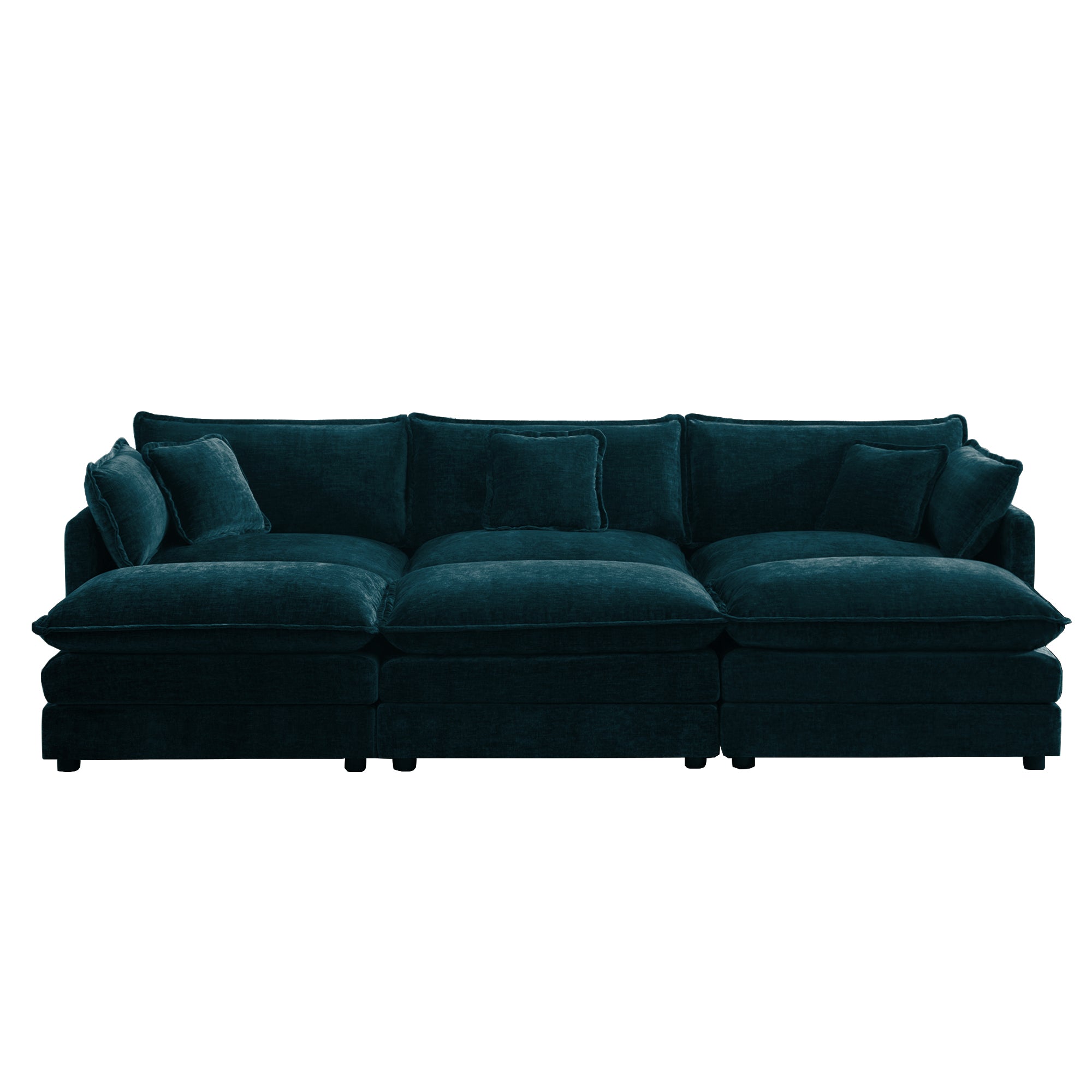 Fremont 112" Mid-Century Chenille 3-Seater Modular Sofa with Toss Pillows