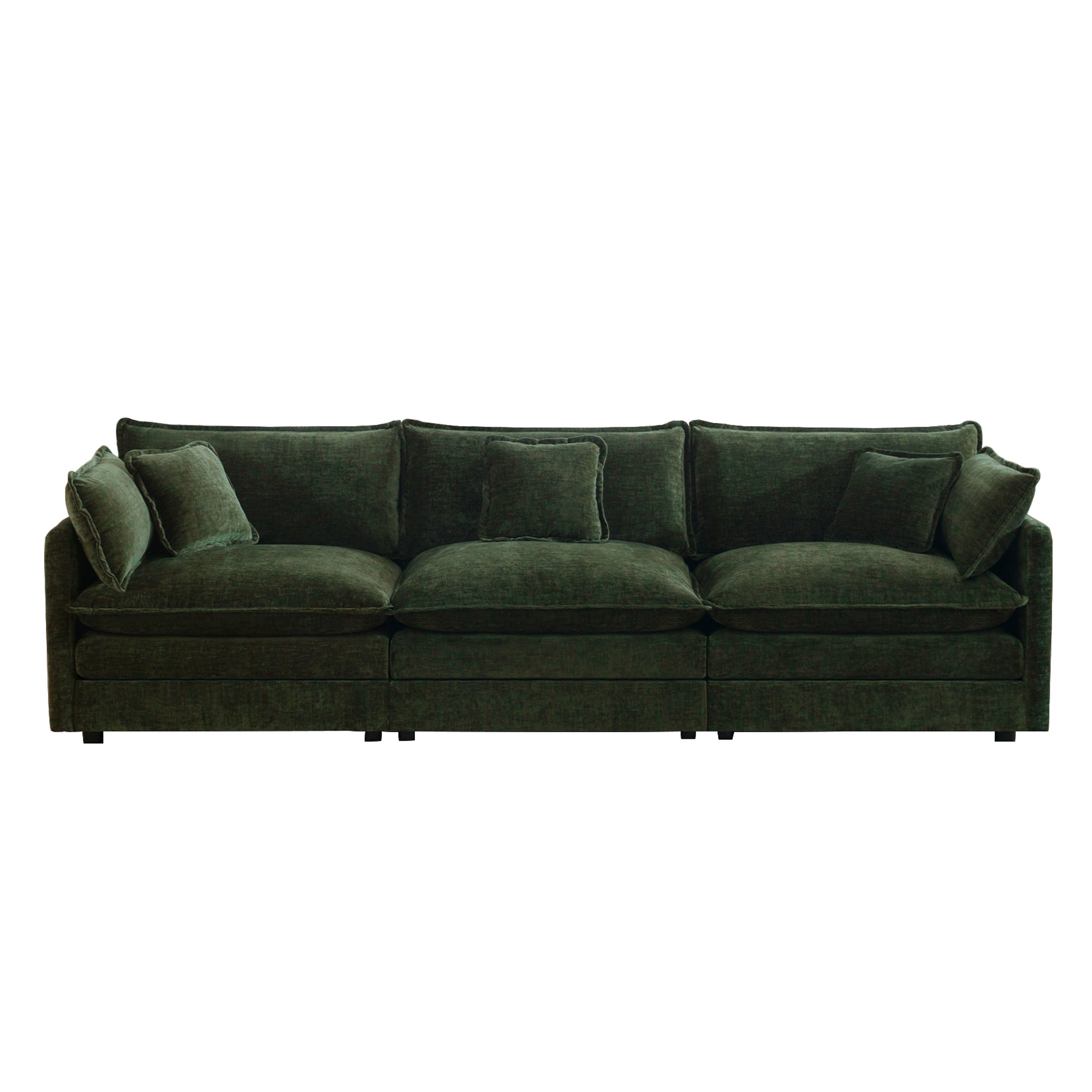 Fremont 112" Mid-Century Chenille 3-Seater Modular Sofa with Toss Pillows