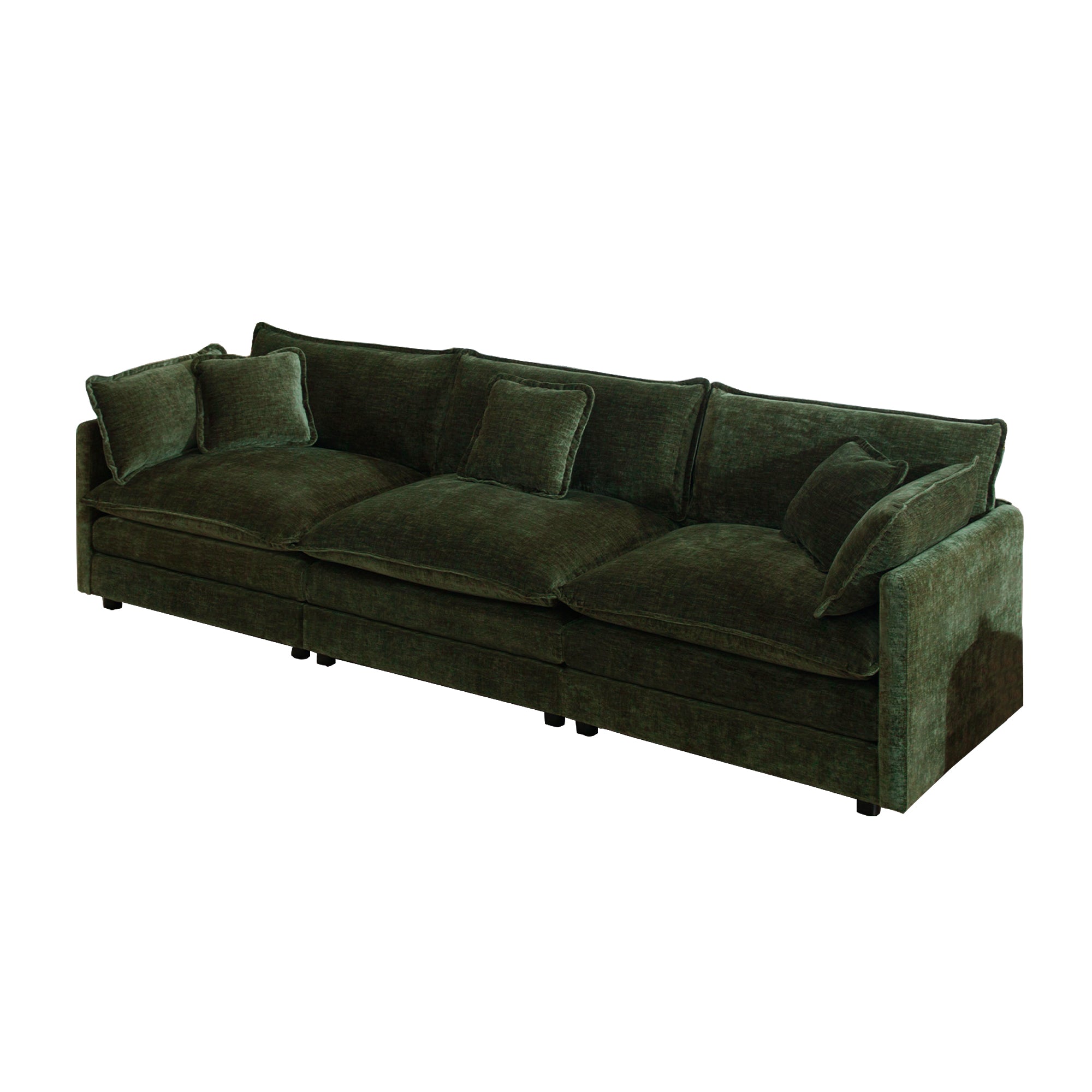 Fremont 112" Mid-Century Chenille 3-Seater Modular Sofa with Toss Pillows