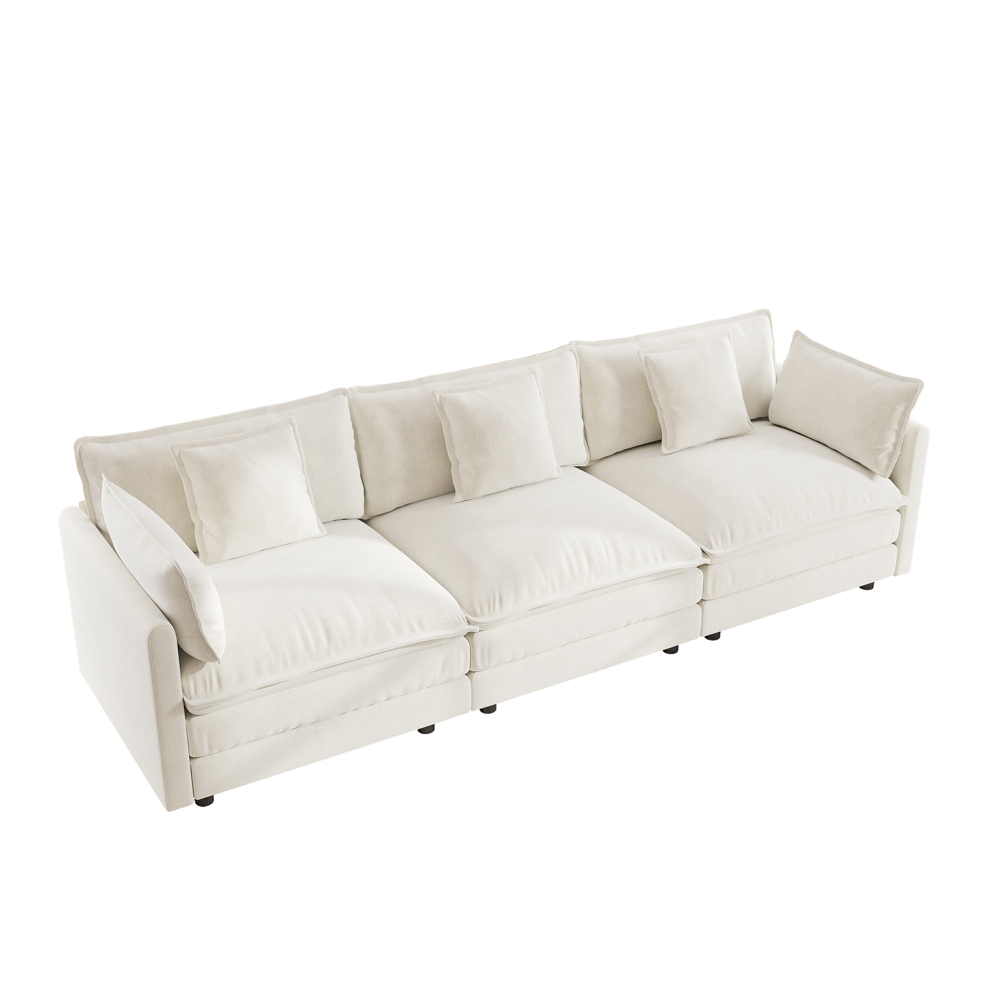 Fremont 112" Mid-Century Chenille 3-Seater Modular Sofa with Toss Pillows