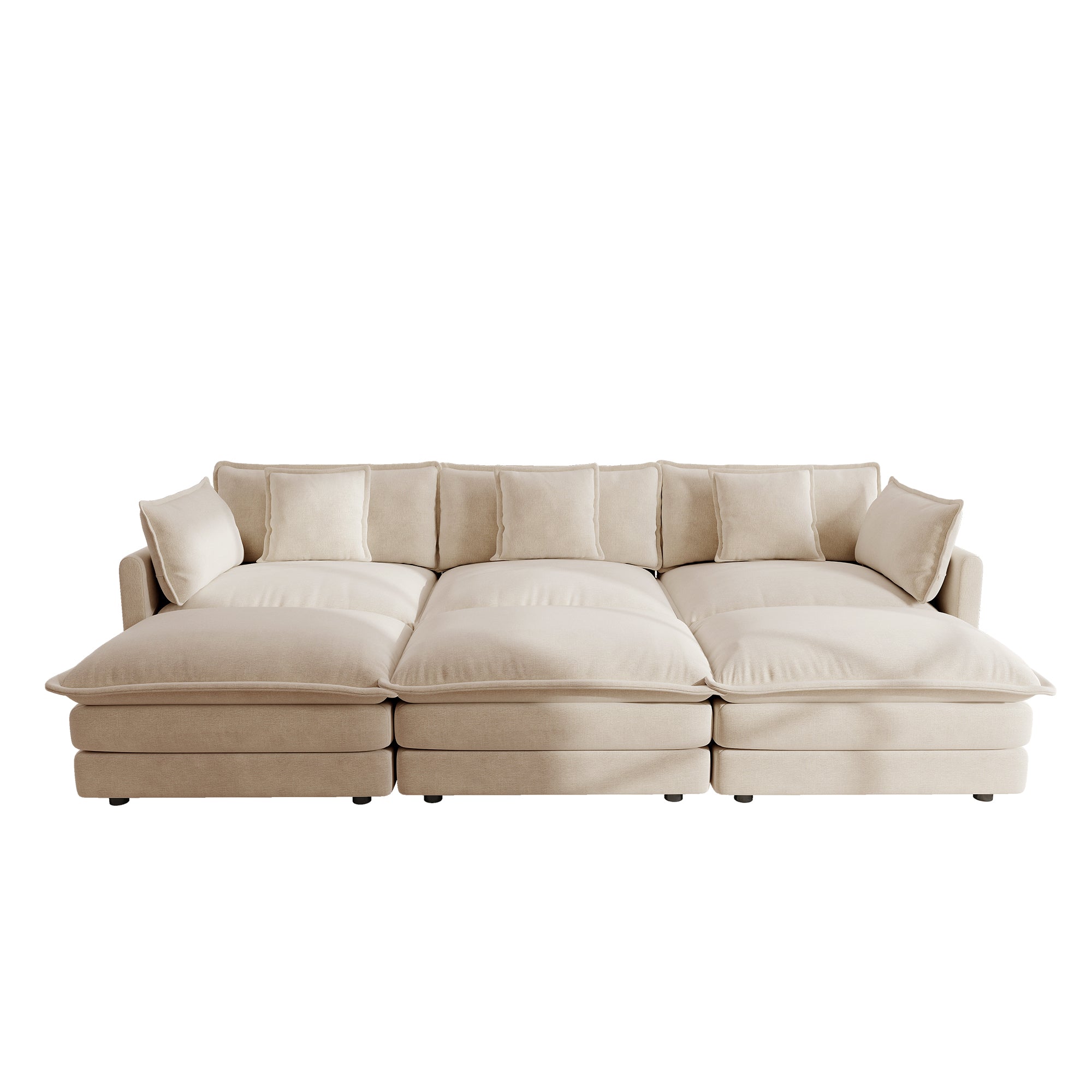 Fremont 112" 6-Piece Modular Chenille Upholstered Sectional Sofa with Ottomans