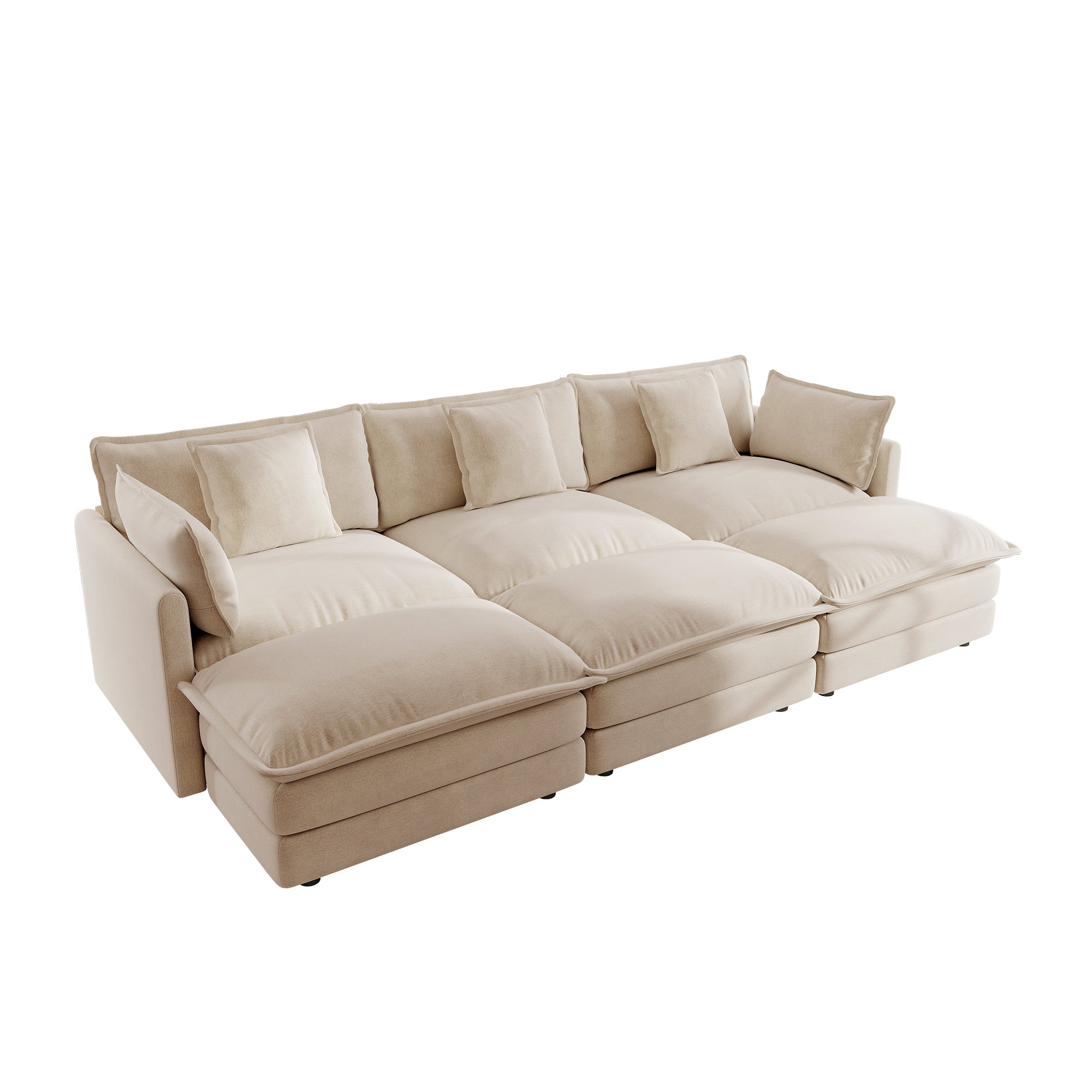 Fremont 112" 6-Piece Modular Chenille Upholstered Sectional Sofa with Ottomans