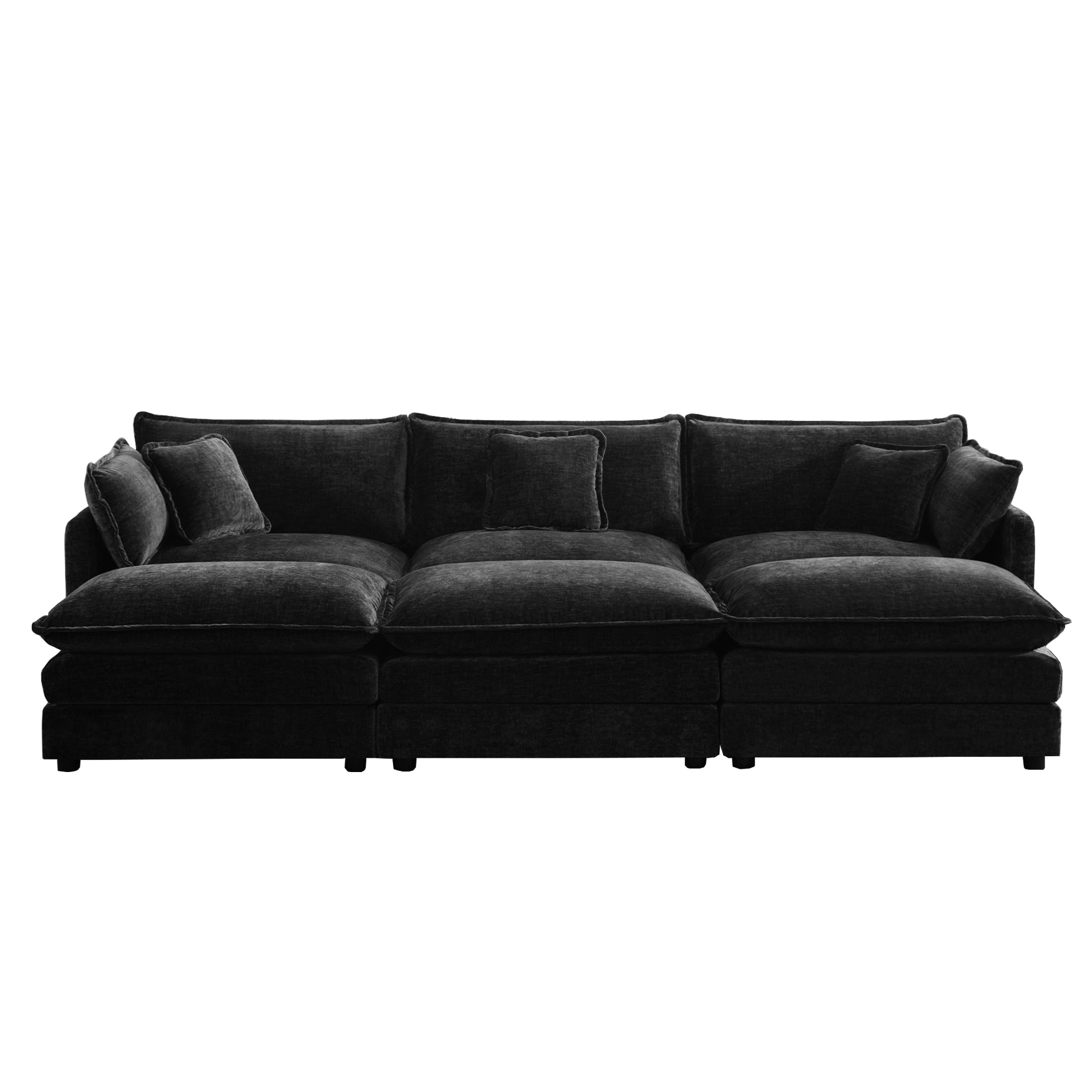 Fremont 112" 6-Piece Modular Chenille Upholstered Sectional Sofa with Ottomans
