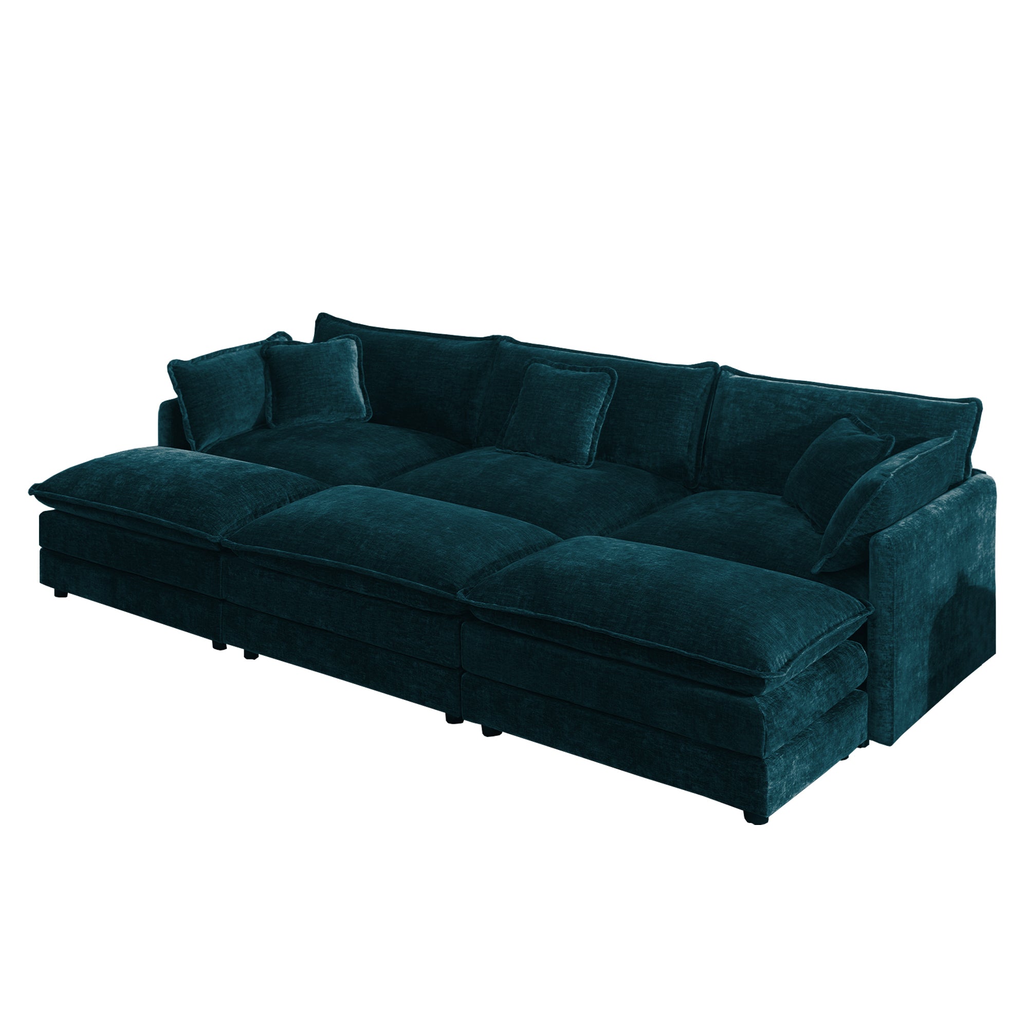 Fremont 112" 6-Piece Modular Chenille Upholstered Sectional Sofa with Ottomans