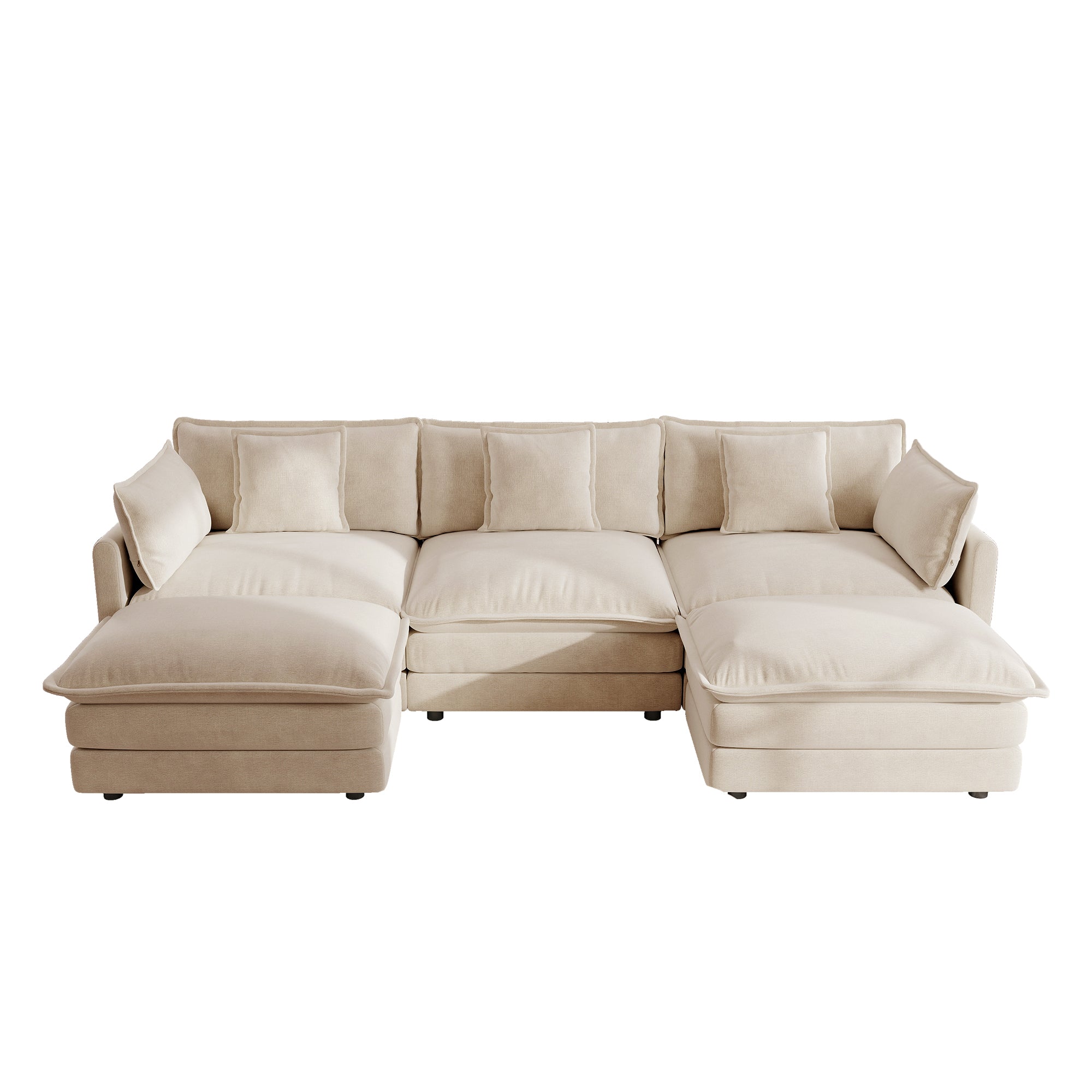 Fremont 112" Modular Chenille Upholstered U-Shaped Sectional Sofa with Ottomans