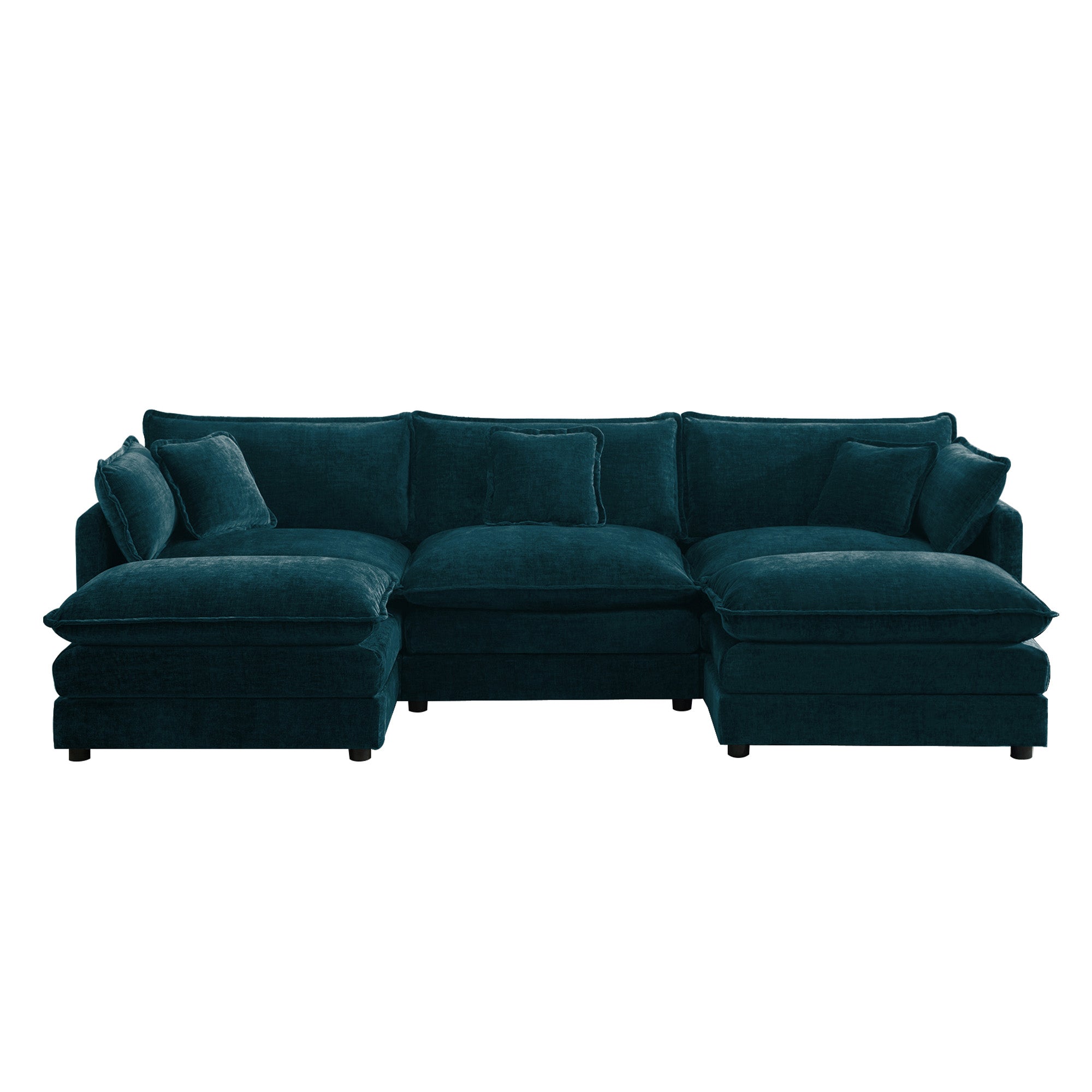 Fremont 112" Modular Chenille Upholstered U-Shaped Sectional Sofa with Ottomans