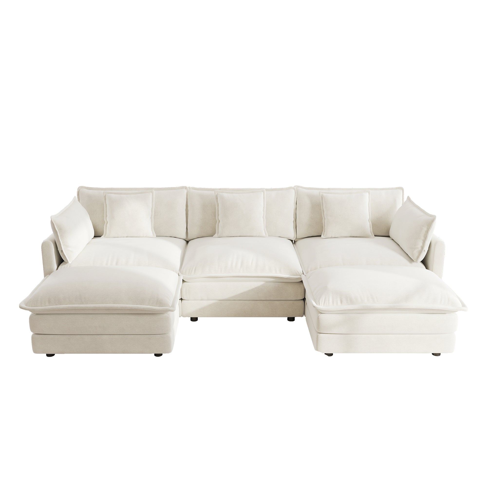 Fremont 112" Modular Chenille Upholstered U-Shaped Sectional Sofa with Ottomans