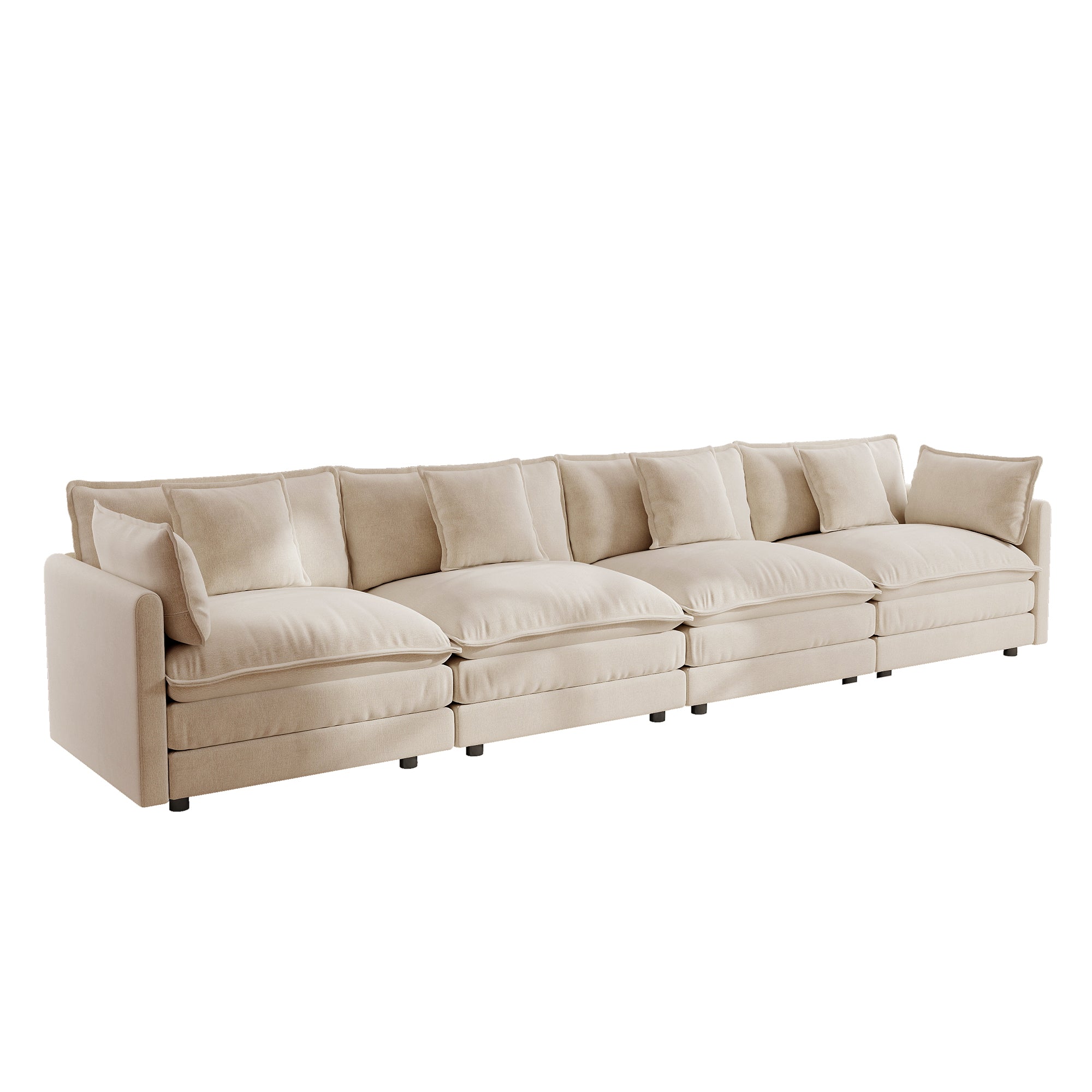 Fremont 147" 4-Seater Chenille Upholstered Modular Sofa with Toss Pillows